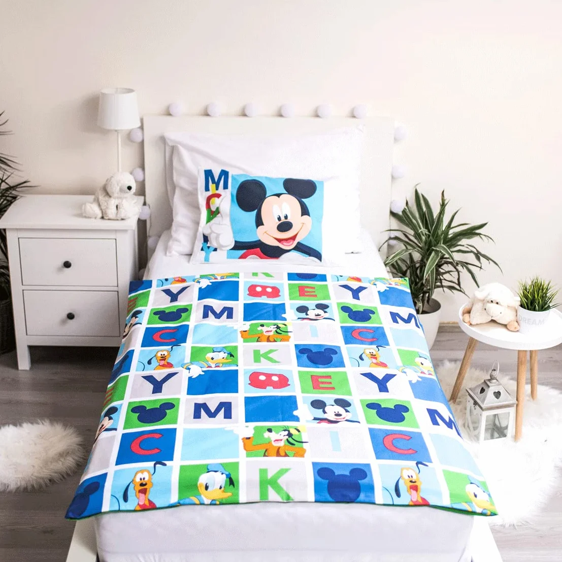 Juego de Funda nórdica y Funda de Almohada para niños y niños, con Donald Duck y Plutón
