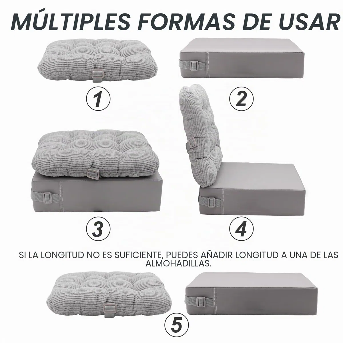 CAVWVTYU - Cojín de asiento de pana, 2 piezas de cojín grueso para asiento de silla de pana, cojín de respaldo de poliuretano impermeable, fácil de limpiar, asiento auxiliar con fondo antideslizante