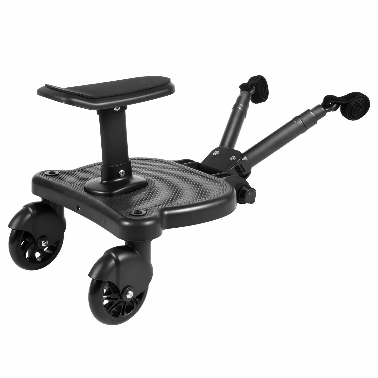 Monopatín universal para cochecito de bebé, con asiento, paseo de pie, cochecito con bolsa de almacenamiento, correa de suspensión, para bebé para, niños de 2 a 6 años, carga 25 kg, color negro