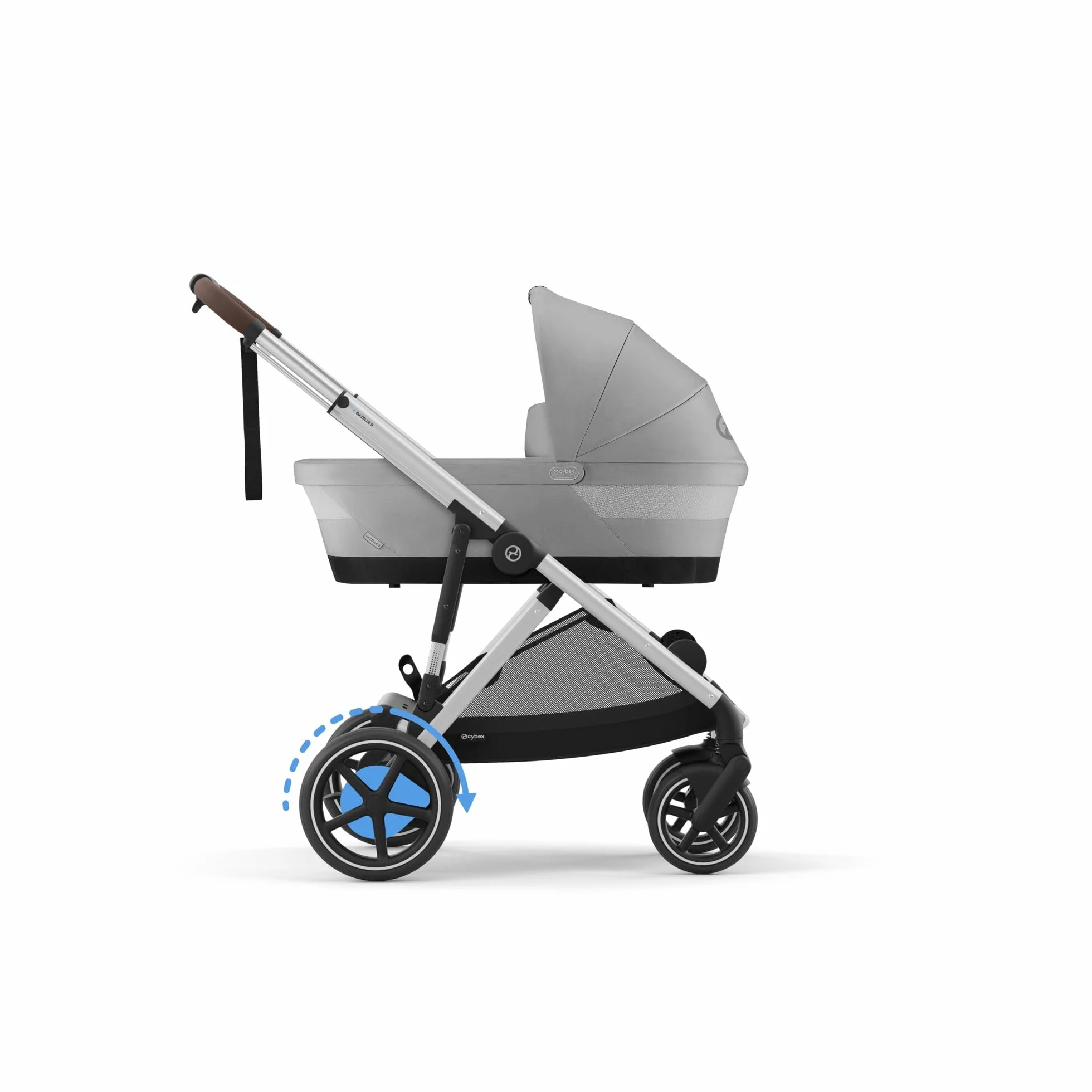 CYBEX Cochecito dorado e-GAZELLE S, Máx. 22 kg (modo individual) / 2x 22 kg (modo Dúo), Sistema todo en 1 con accionamiento eléctrico y 20+ configuraciones, Gris Piedra