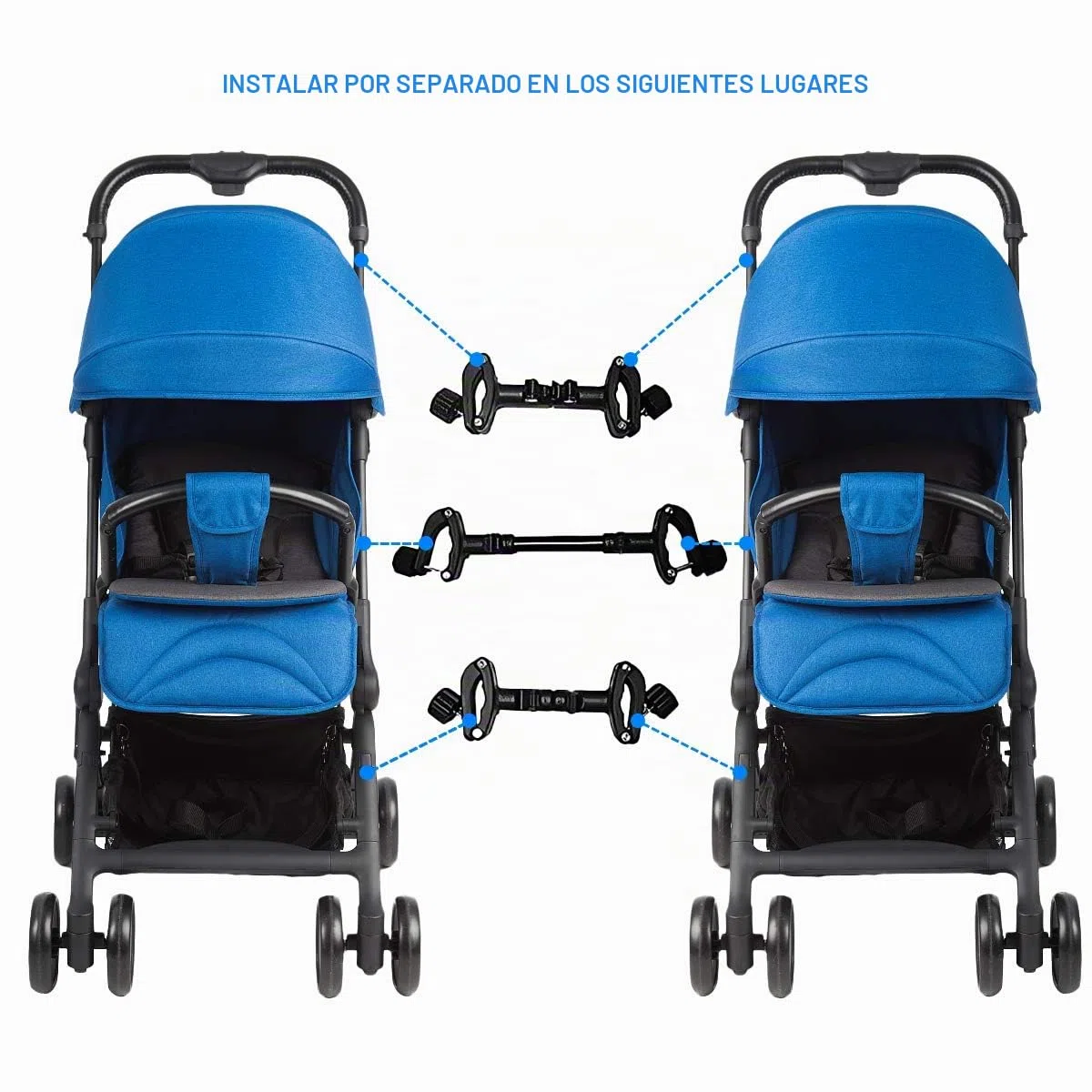 Conectores de cochecito de bebé gemelo 3 piezas, conectores universales para silla de paseo de bebé Cochecito conjunto gancho acoplador Bush liberación rápida