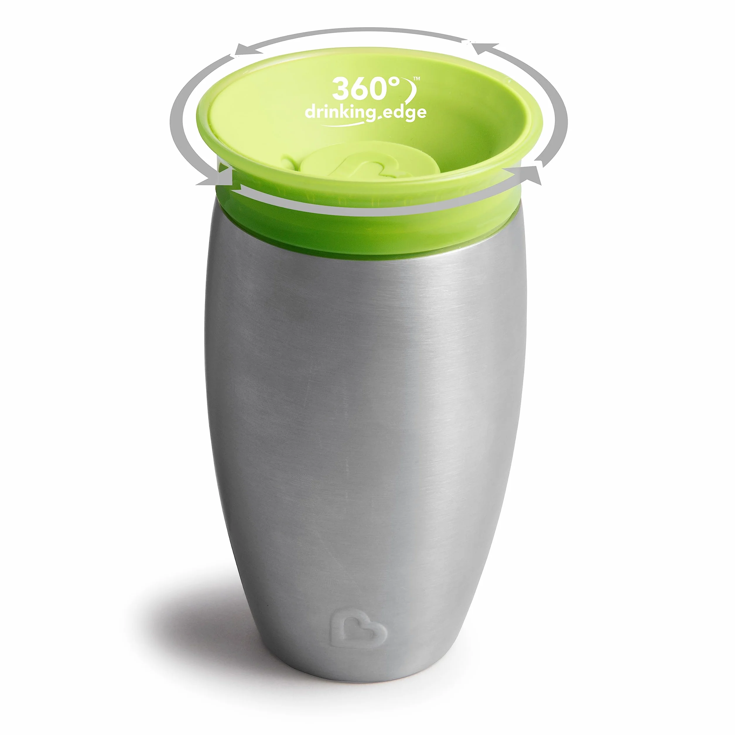 Munchkin Taza Stainless Steel Miracle 360 para Niños Pequeños, Taza para Bebé y Niño Pequeño Libre de BPA, Optimo para el Destete, Tazas a Prueba de Fugas para Niños, 12+ Meses, 10oz/296ml, Verde