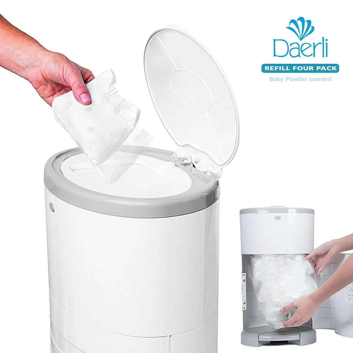 Bolsas de basura para desechar pañales, compatibles con todos los cubos de pañales Korbell Classic, cada paquete de 16 litros tiene capacidad para hasta 1980 pañales (paquete de 4)