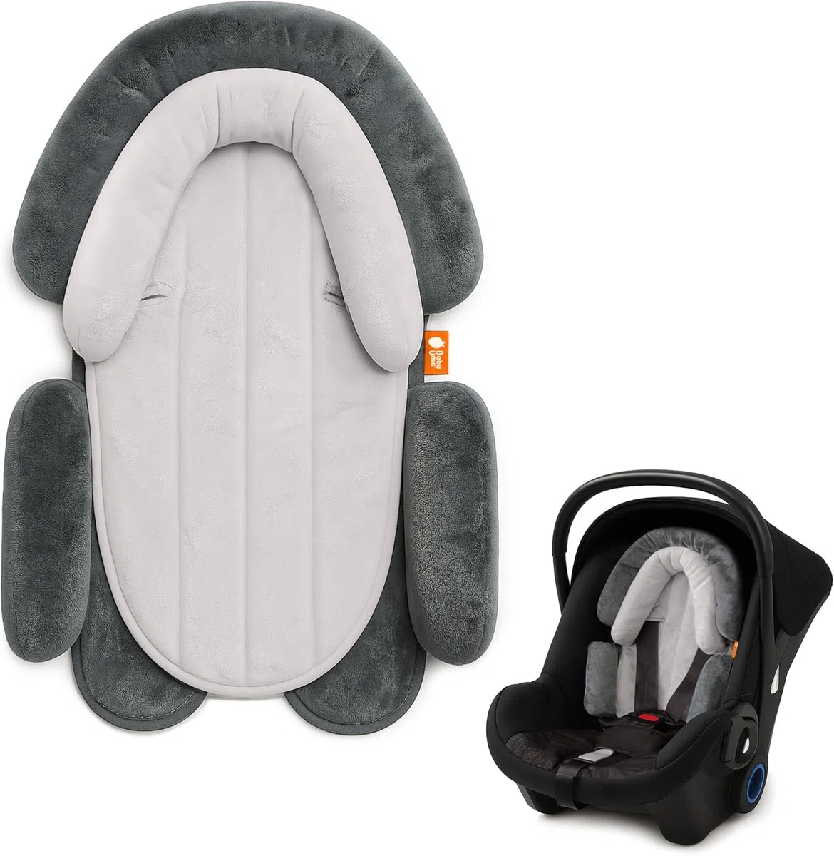 Baby Uma Cojin Reductor Silla Coche Bebe 2 en 1 (0-12 Meses) - Reductor Carro Bebe Ultrasuave y Universal - Cojin y Sujeta Cabeza Silla Coche Lavable a Máquina