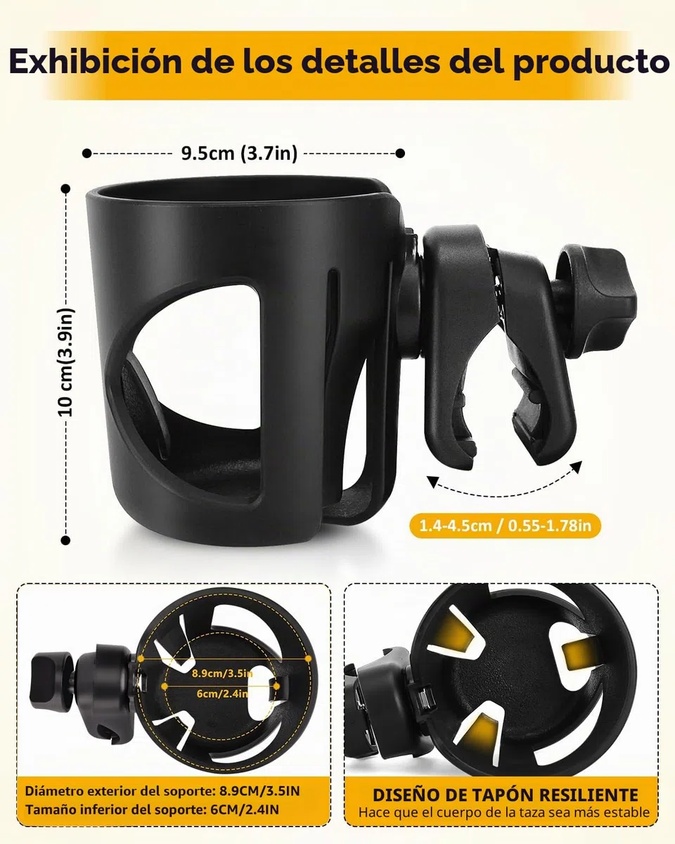 Sujetavasos para Padres para Silla de Paseo, Soporte para Bebidas para Cochecito de Bebé, Accesorio Universal para Bicicletas, Botellas