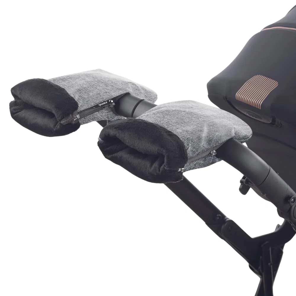Jané Manoplas Carrito Bebé Invierno, Universales con Cremallera, Forro Polar Interior, Protección Frío y Viento, para Manillar Abierto y Cerrado, Gris