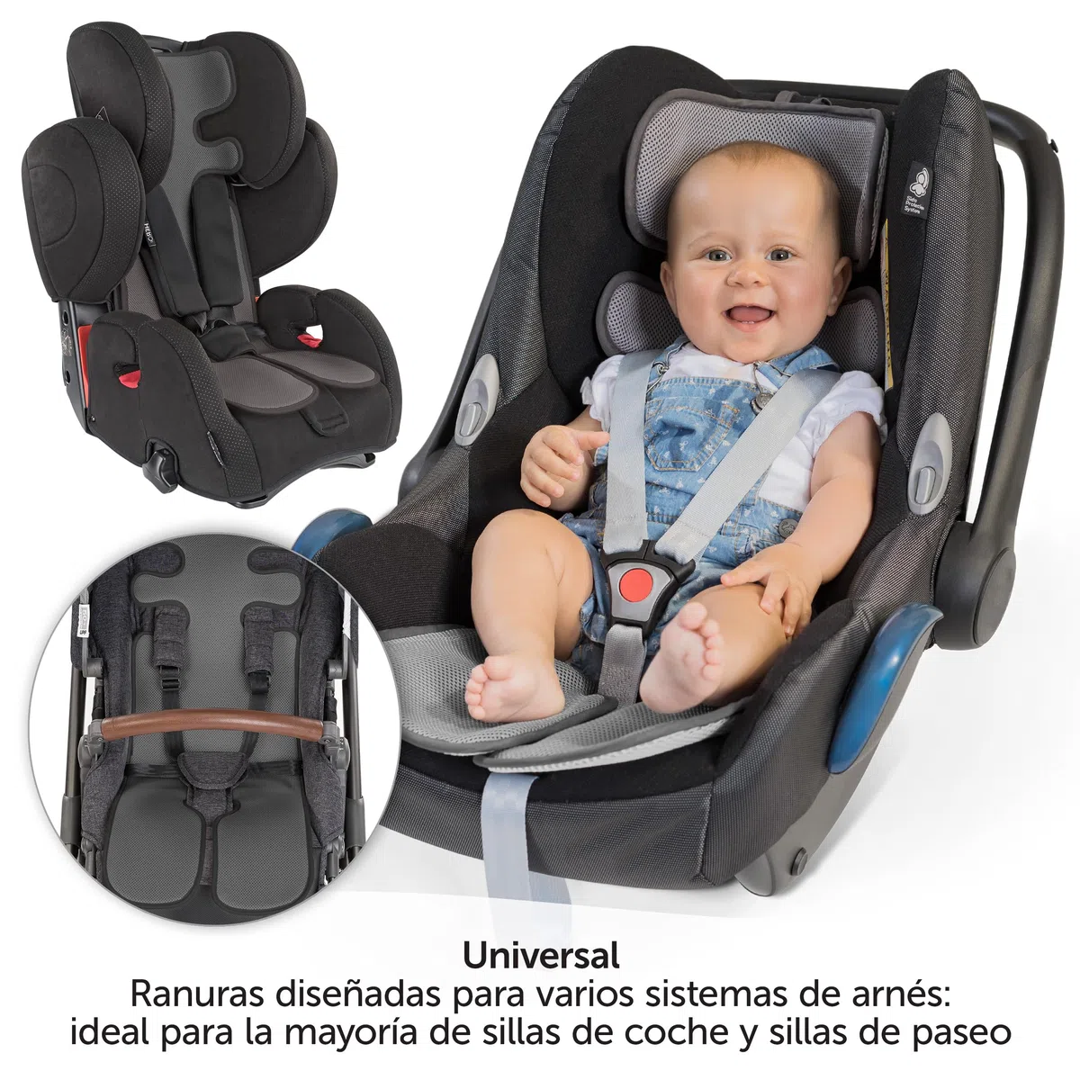 Zamboo Colchoneta Verano Silla Paseo Universal - para Carritos y Sillas de Coche - Colchonetas Transpirables Reducen Sudoración con Estructura 3D Ergonómica - 79 x 34 cm - Gris