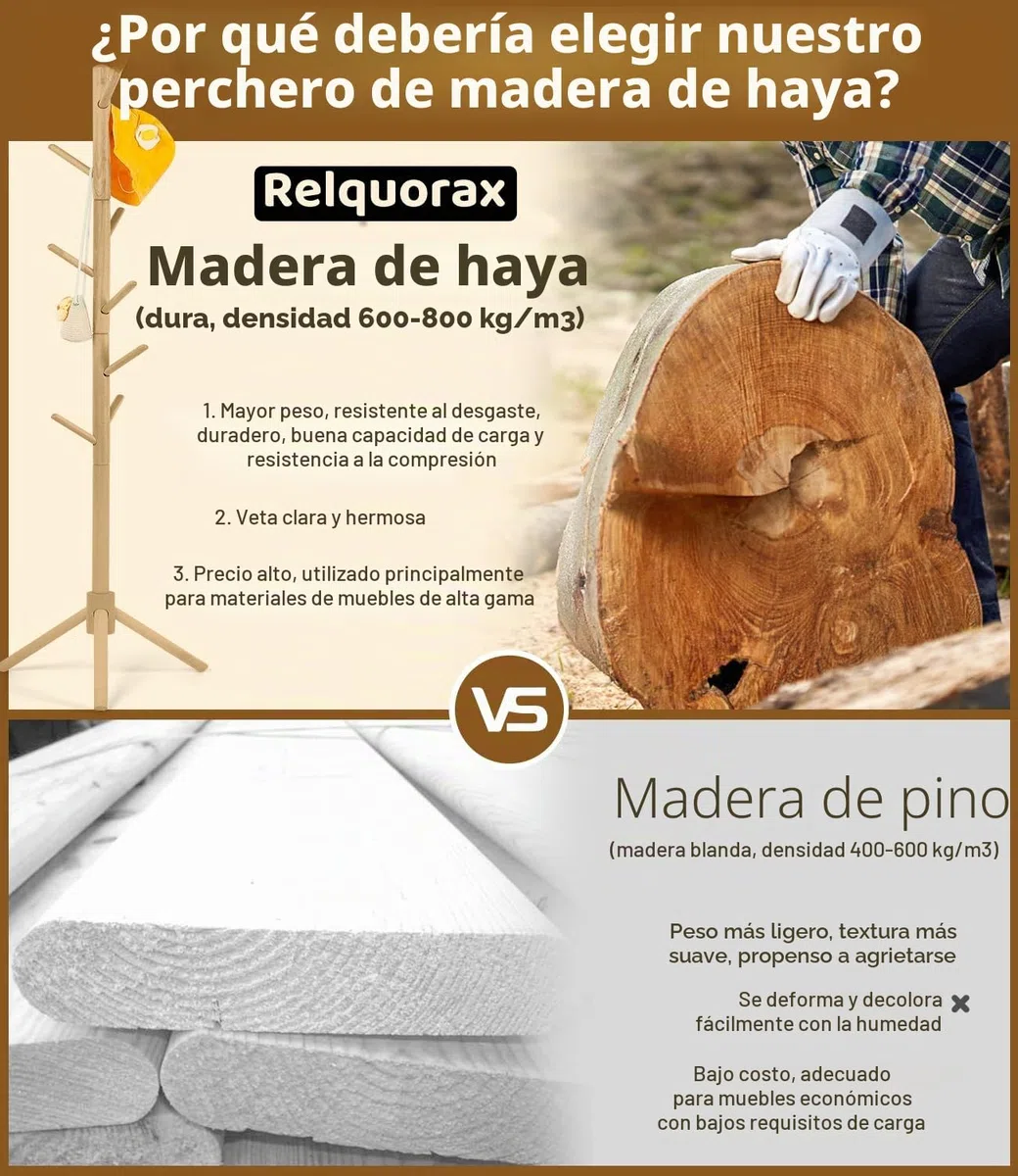 Perchero de madera de haya para niños, soporte de altura ajustable con 9 ganchos, organizador de ropa infantil independiente para pasillo, dormitorio, fácil montaje (natural)