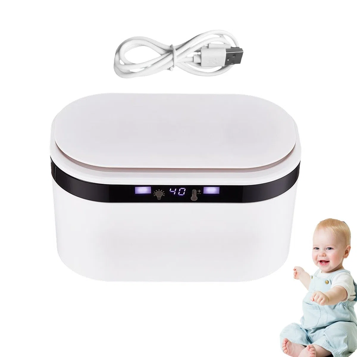 Calentador de toallitas termostático portátil USB, calentador de toallitas húmedas para niños, dispensador de toallitas térmicas para viajes, | Dispensador de toallitas en
