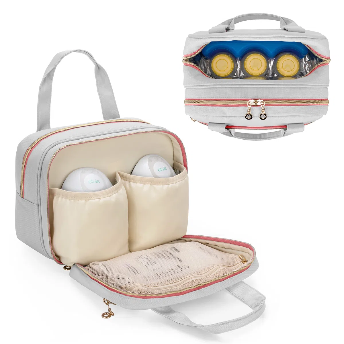 Damero Bolsa de Extractor de Leche portátil Compatible con Extractor de Leche Elvie y Willow, Bolsa de Transporte con Bolsa de Hielo para Extractor de Leche portátil