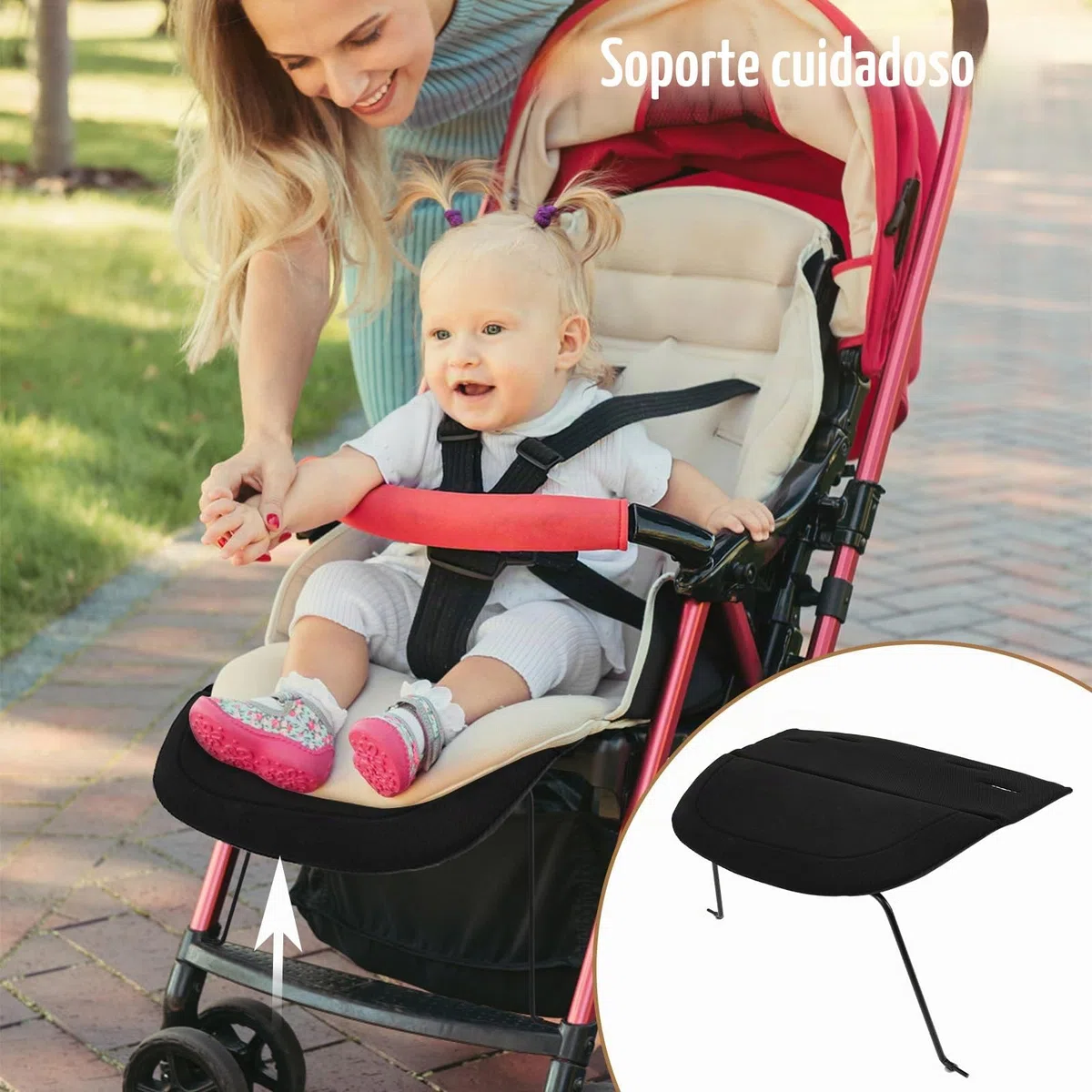 Reposapiés para cochecito de bebé, reposapiés extendido, pedal de asiento extendido, transpirable, duradero, reposapiés, accesorios para cochecitos para niños AER+/AER (negro)
