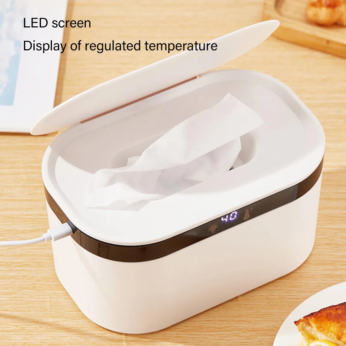 Calentador de toallitas termostático portátil USB, calentador de toallitas húmedas para niños, dispensador de toallitas térmicas para viajes, | Dispensador de toallitas en