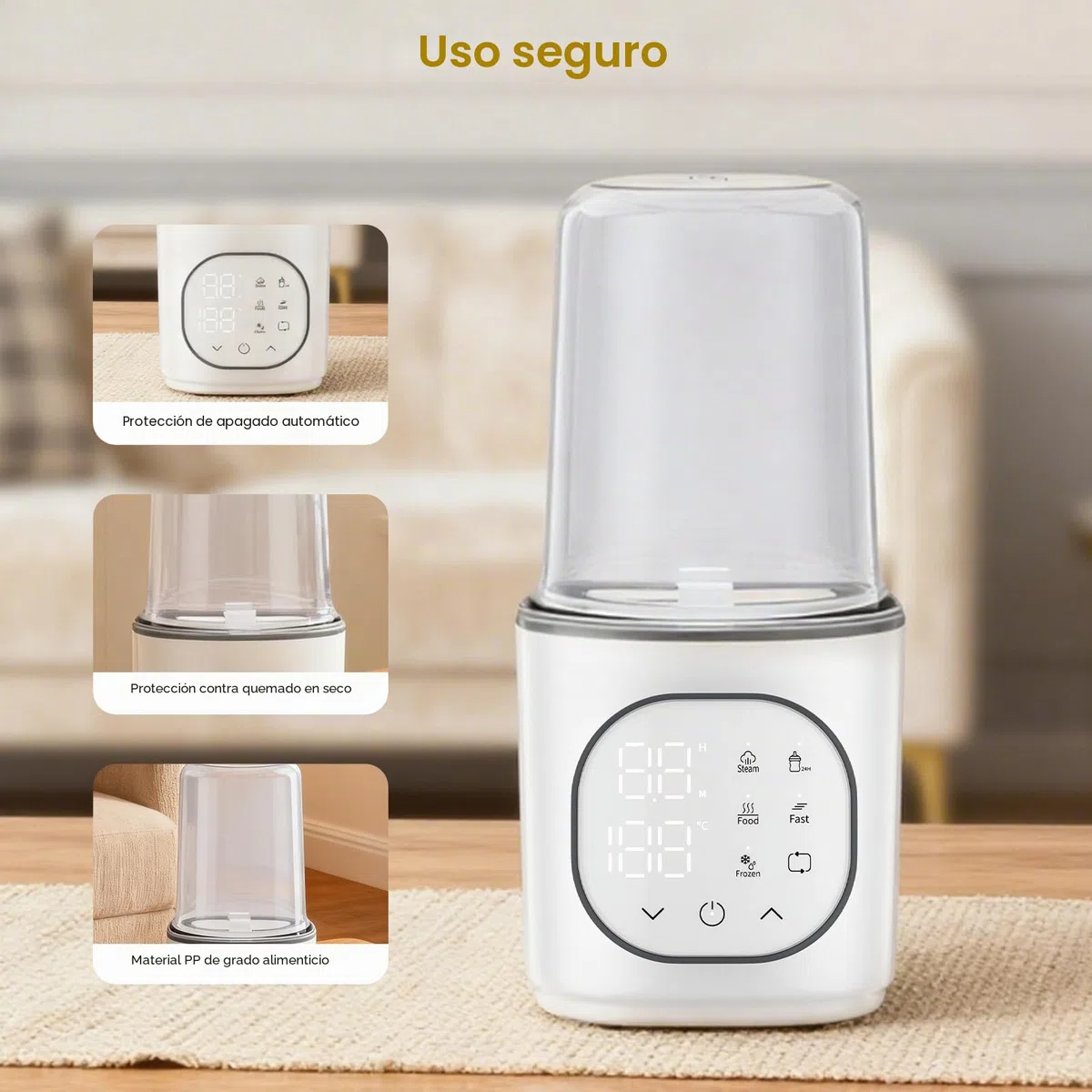 Calentador de biberones para bebé con cable con control preciso de la temperatura, calentador de biberones 9 en 1 con calentamiento rápido, apagado automático y compatibilidad universal con biberones