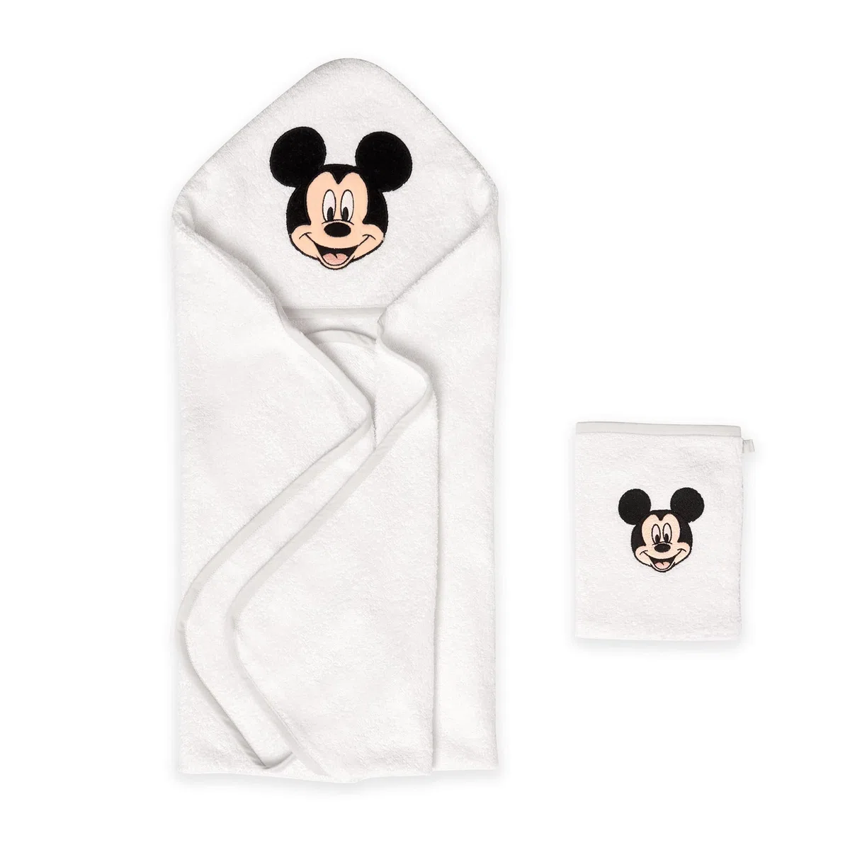 Disney Home Mickey Mouse - Juego de Toallas con Capucha absorbentes con Certificado Oeko-Tex, 2 Piezas, Toalla con Capucha de 80 x 80 cm, manopla de 15 x 20 cm