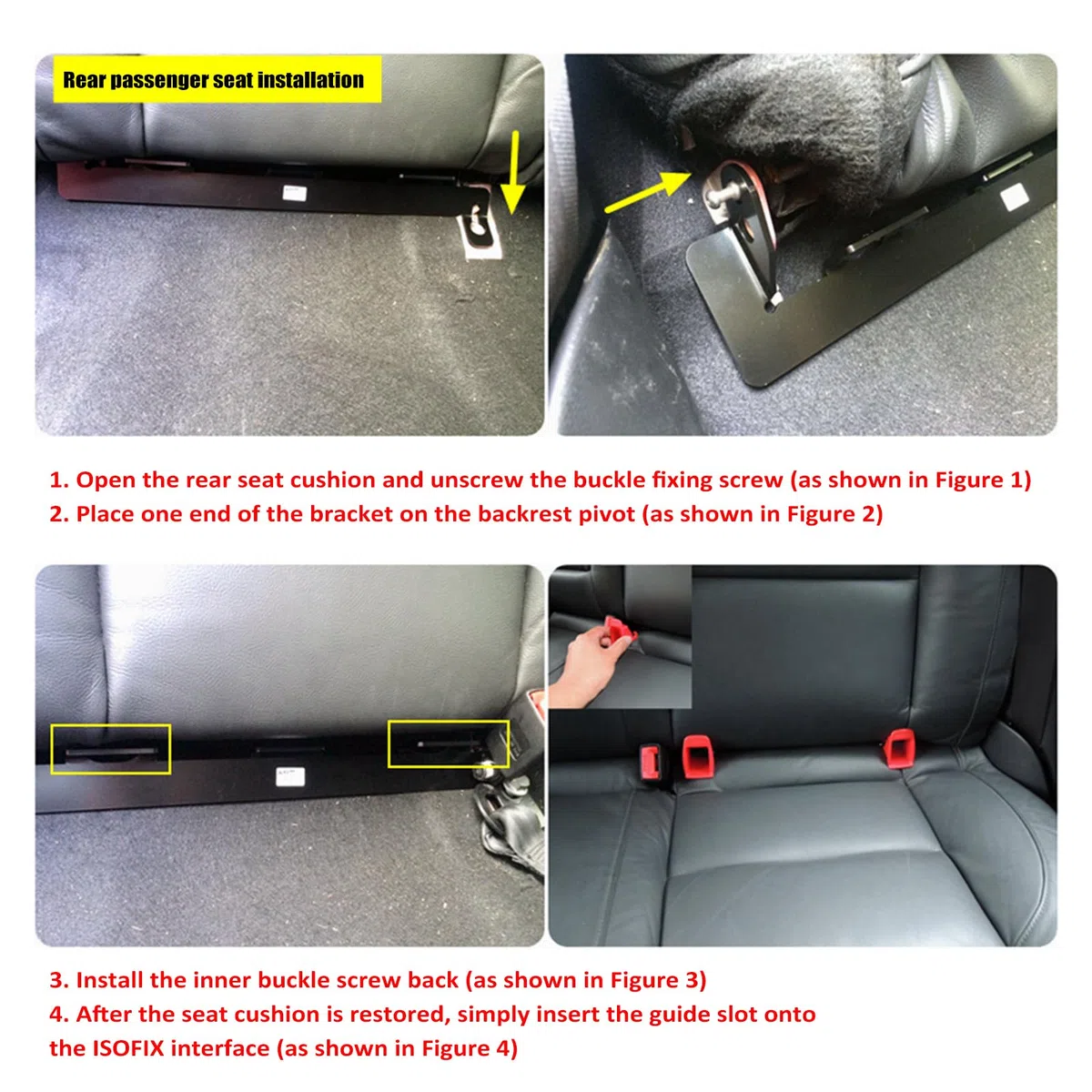 Shkalacar ISOFIX para Coche Soporte de Montaje de Asiento Reemplazo para Peugeot 307, Kit de Anclaje de Pestillo de Asiento de Coche de Conector de Cinturón ISOFIX