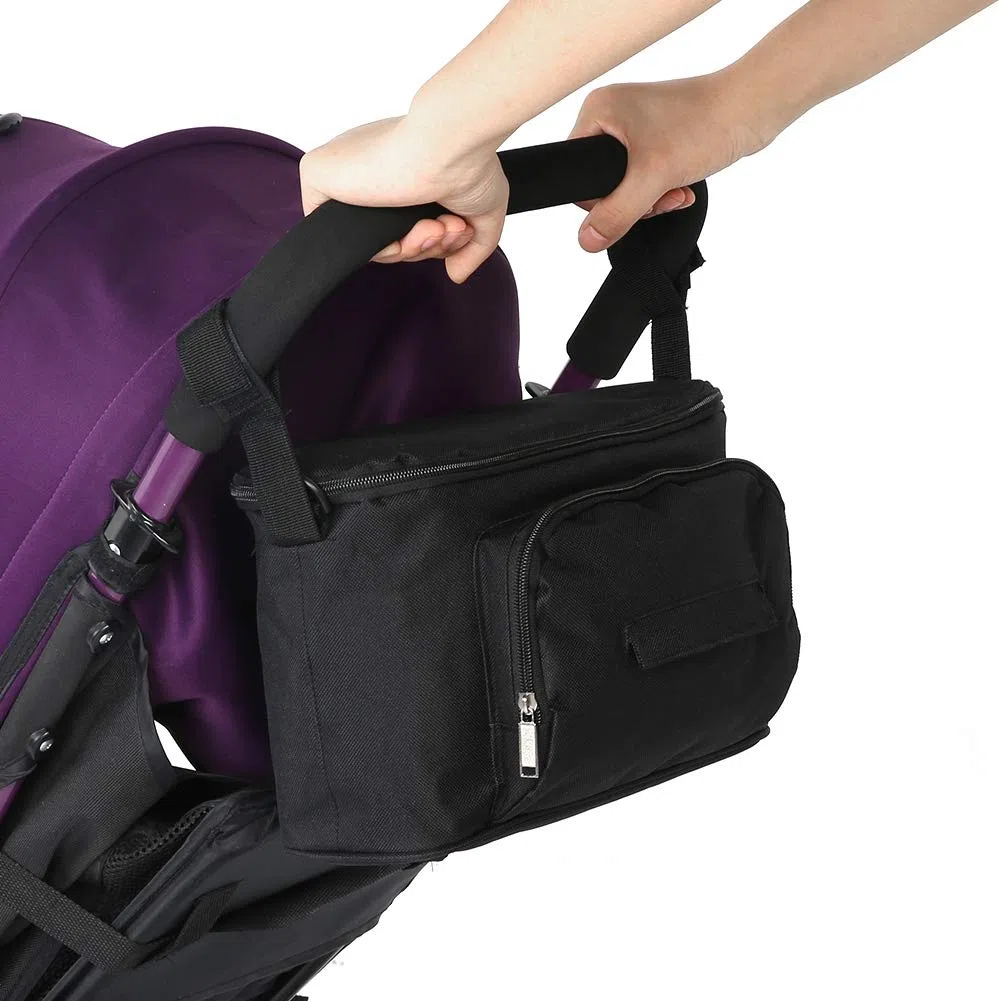 Bolsa Organizador de Cochecito, Bolsa de cochecito de bebé, Bolsa de almacenamiento de cochecito de bebé universal impermeable Bolsa de pañales de tela Titular de colgar Bolsa de almacenamiento