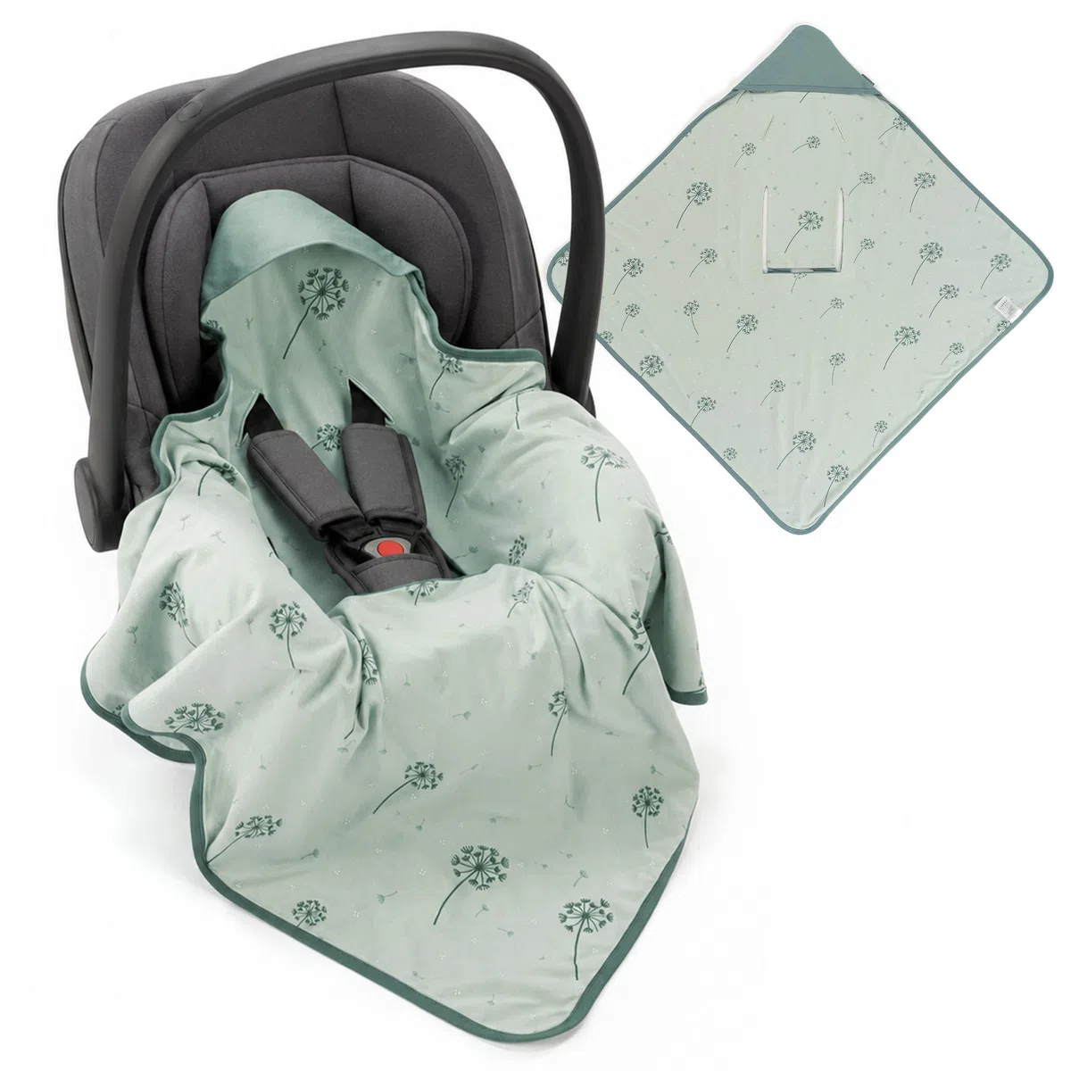 Zamboo Manta Envolvente Bebe para Entretiempo, Arrullo Bebe Recien Nacido para Portabebés, Toquilla de Algodón 100%, Certificado Oeko-Tex 100, 80x80 cm, Menta