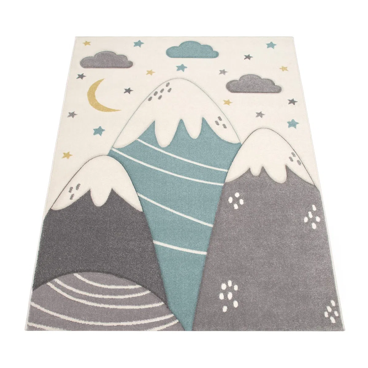 Paco Home Alfombra Infantil Alfombra Habitacion Niño Color Pastel 3D Motivo Montañas Moderna, tamaño:120x170 cm
