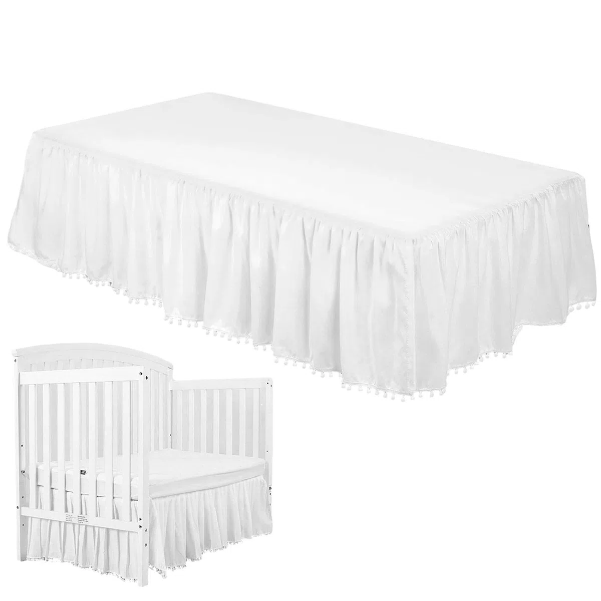 Volante de Polvo de Cuna - Falda de Cuna para bebés, niños y niñas - Falda de Cuna de 28 "X 52" Hecha con Tela para Llevar al bebé a la habitación del bebé cálida y acogedora