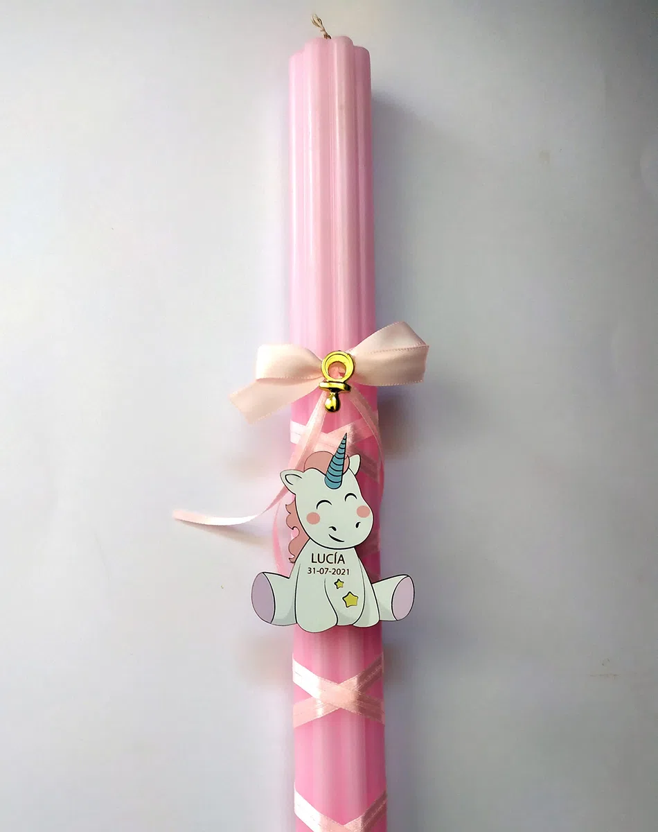 Vela de bautizo niña PERSONALIZADA con NOMBRE y FECHA
