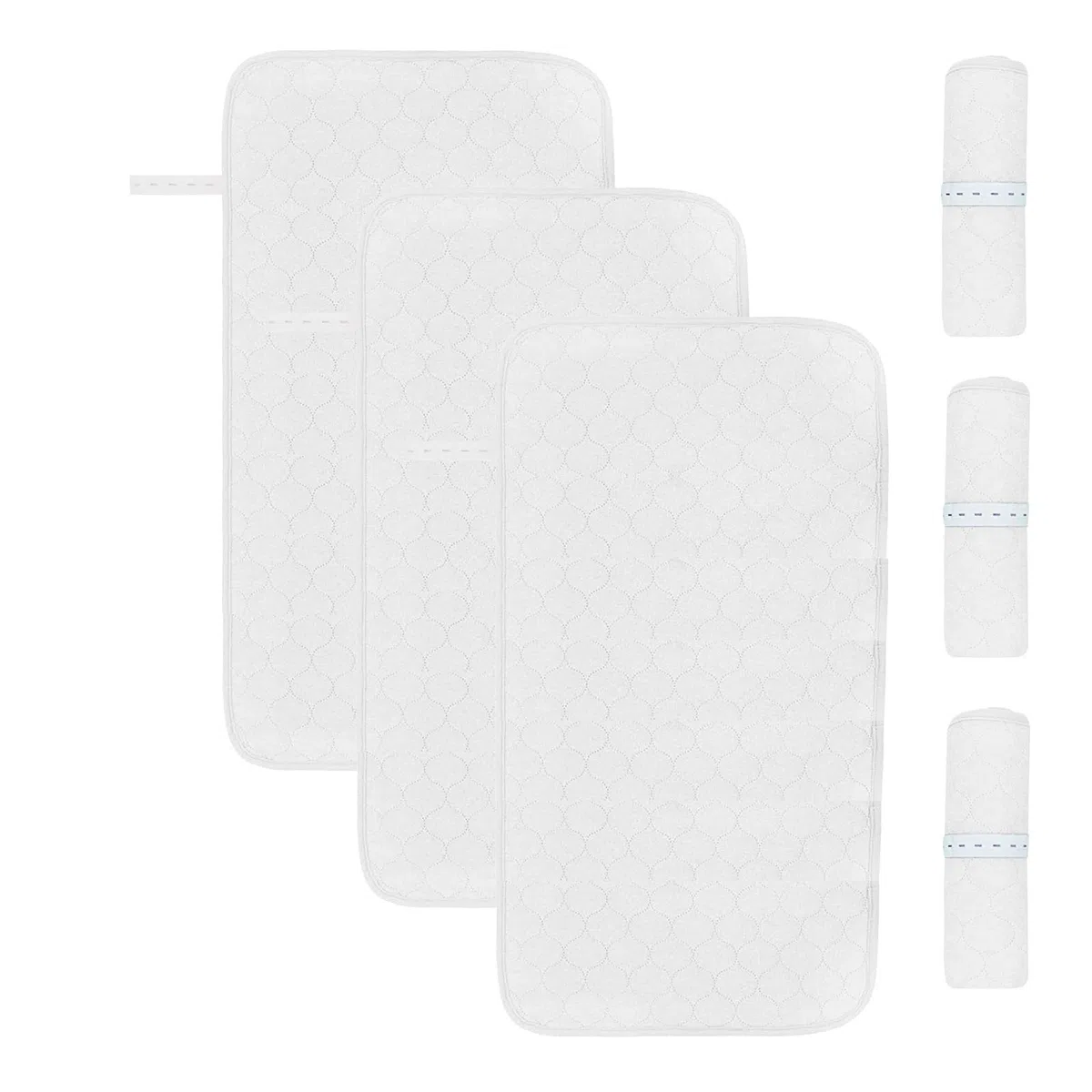 3 Piezas Bebé Pañal Cambiador Fundas Antideslizantes, Plegable Impermeable Reutilizable Cambiador, Acolchado Absorbente Bassinet Lavable, 14 "x 27" Protector para Cambiador (Blanco)