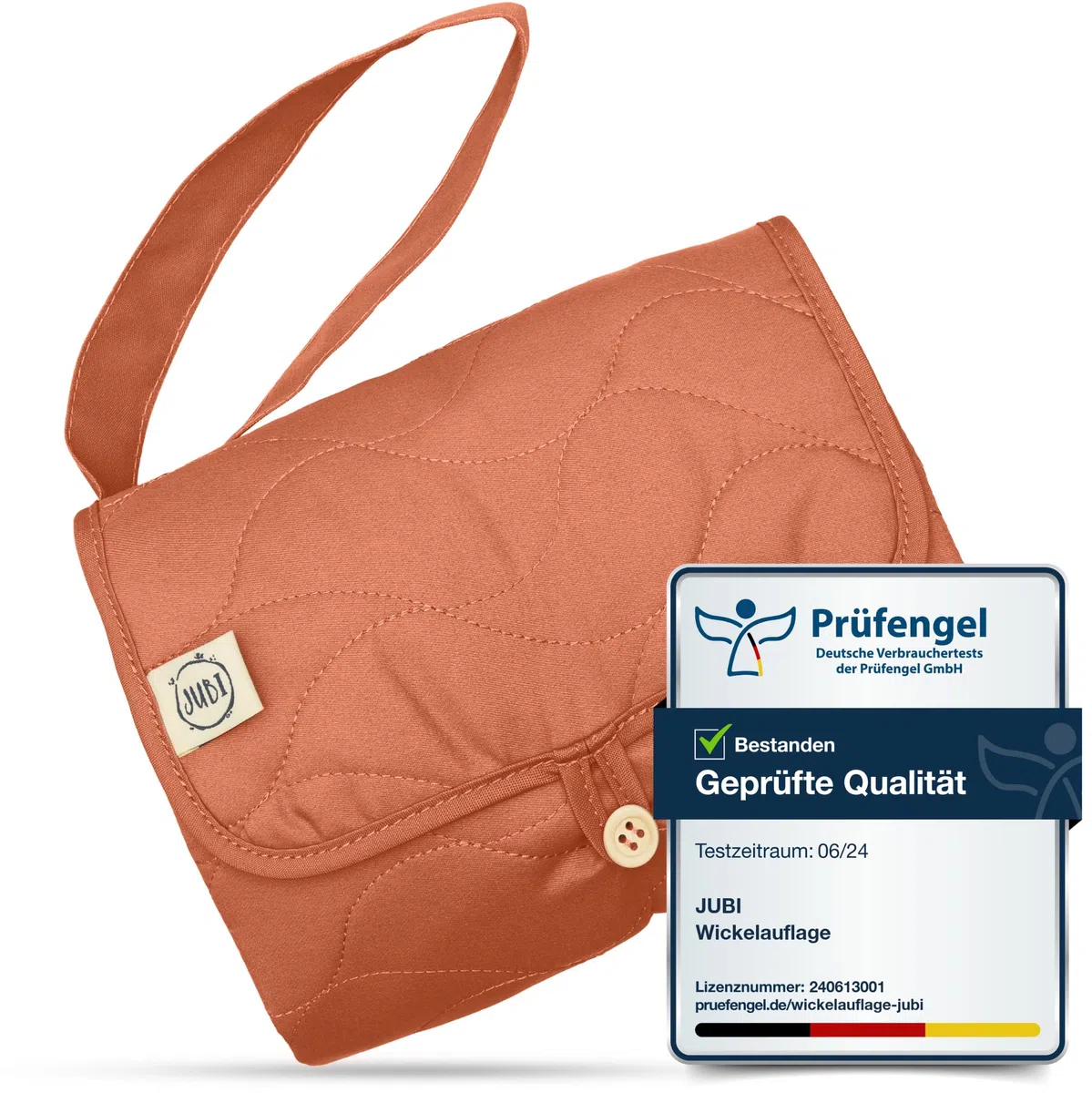 Jubi® Cambiador Portátil Bebé Marrón Rust – Colchoneta Cambiador de Algodón Orgánico & Poliéster Öko-Tex – plegable y fácil de limpiar