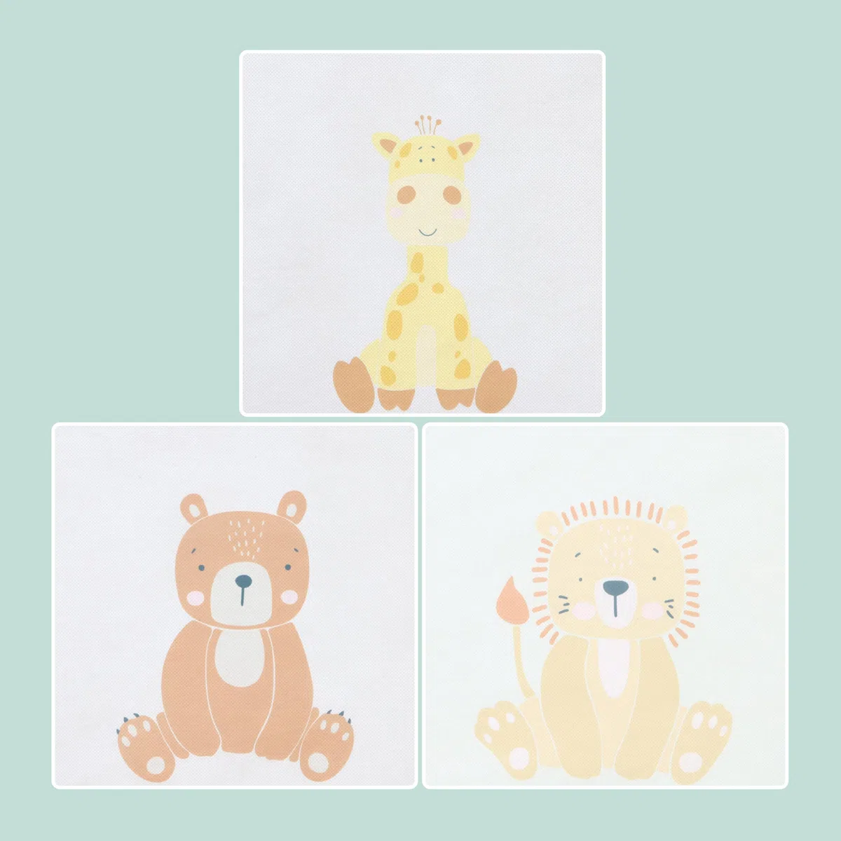 Relaxdays Set 3 Cajas Plegables con Motivos Animales para niños, estanterías cúbicas, 30x30x30 cm, Textil Multicolor