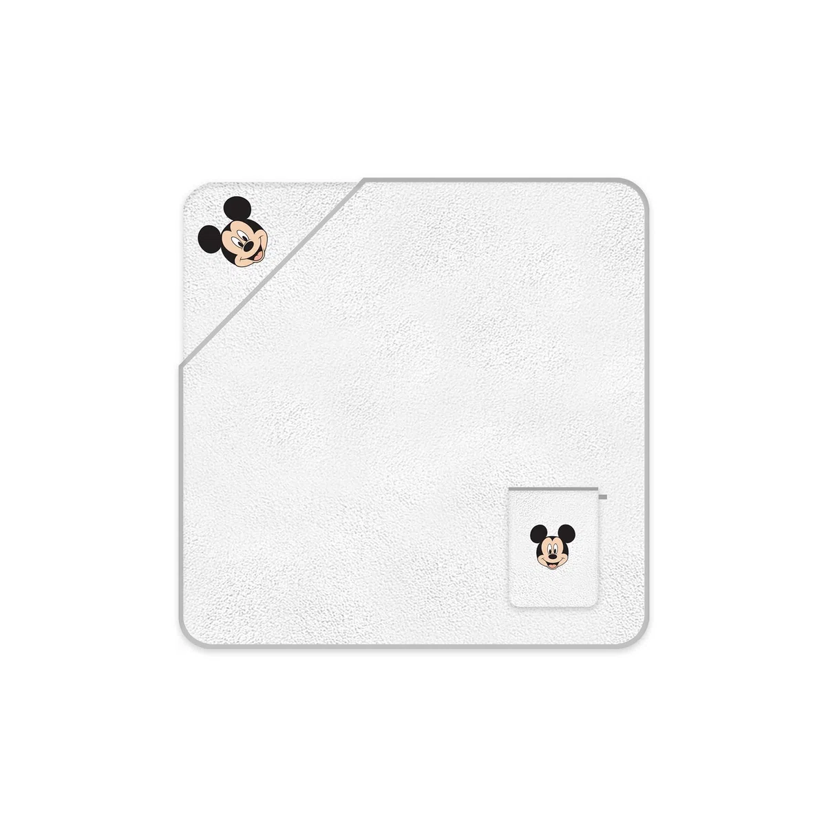 Disney Home Mickey Mouse - Juego de Toallas con Capucha absorbentes con Certificado Oeko-Tex, 2 Piezas, Toalla con Capucha de 80 x 80 cm, manopla de 15 x 20 cm