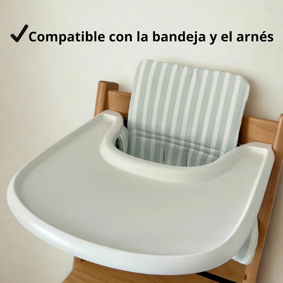 Cojin Trona Bebé Compatible con la Trona Stokke Tripp Trapp Acolchado Impermeable Lavable Funda Antideslizante (Menta)