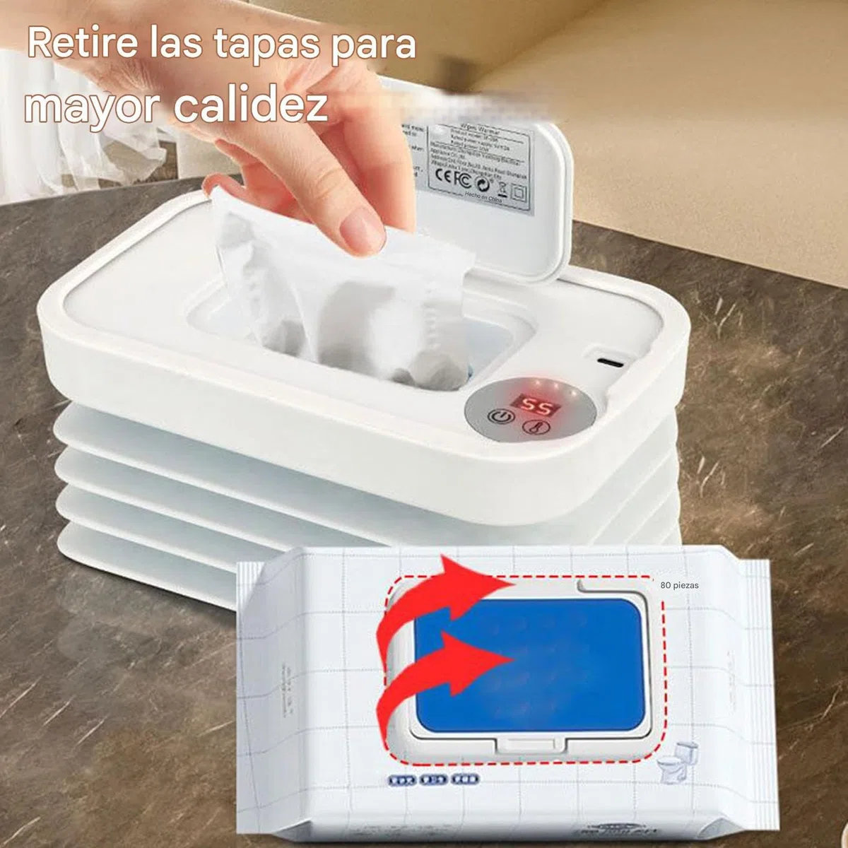 Calentador de Toallitas Húmedas para Bebé | Calentador Y Dispensador Portátil Inalámbrico,Calentamiento Rápido para Viajes Camping y Uso en Automóvil