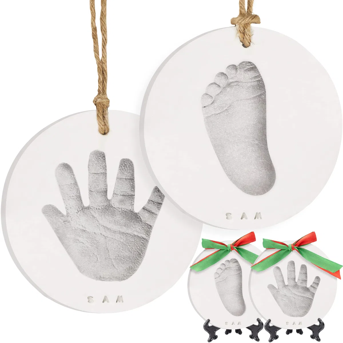 Set De Recuerdo De Adorno Para Bebé - Adorno Con Estampado De Bebé Para Recién - Set Arte Para Guardería De Bebé (Silver Paint)