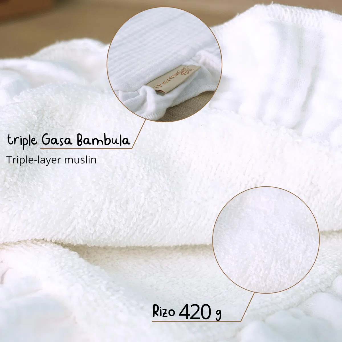 Thermikoa Salvababas Bebe Capazo, Pack de Muselinas de Algodón para Proteger el Colchón y el Hombro, Multiusos, Paños Lactancia Doble Capa de Tela de Muselina y Rizo Algodón (Pack 2 Salvababas)