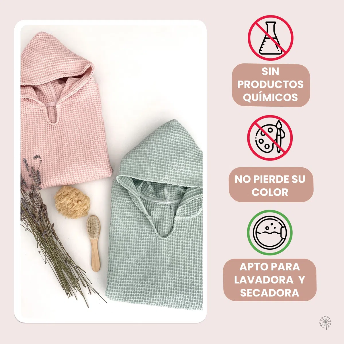 MIMUSELINA Poncho Toalla Bebe de Muselina 100% Algodón | Albornoz Niños Ligero y Absorbente | Toalla Playa Bebe Que Seca sin Frotar | Uso Diario, Baño, Playa y Piscina | Hecho en España | Waffle Mint