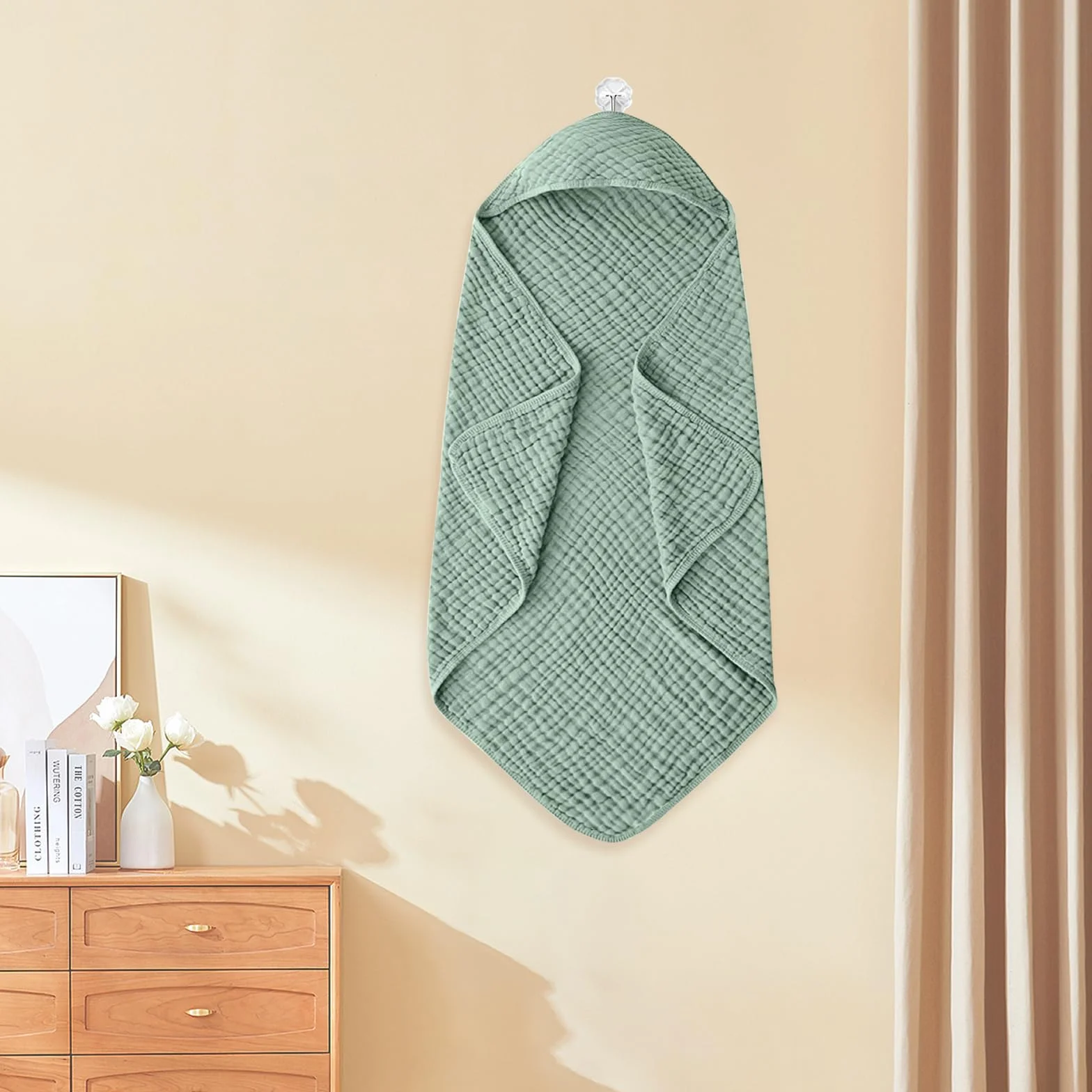 2pcs Toalla de Baño con Capucha Bebe 80x80 cm Capa de Baño Bebe Algodon Muselina Suave y Absorbente Transpirable Albornoz de Algodón para Bebé Regalo para Bebes Recien Nacido Niños