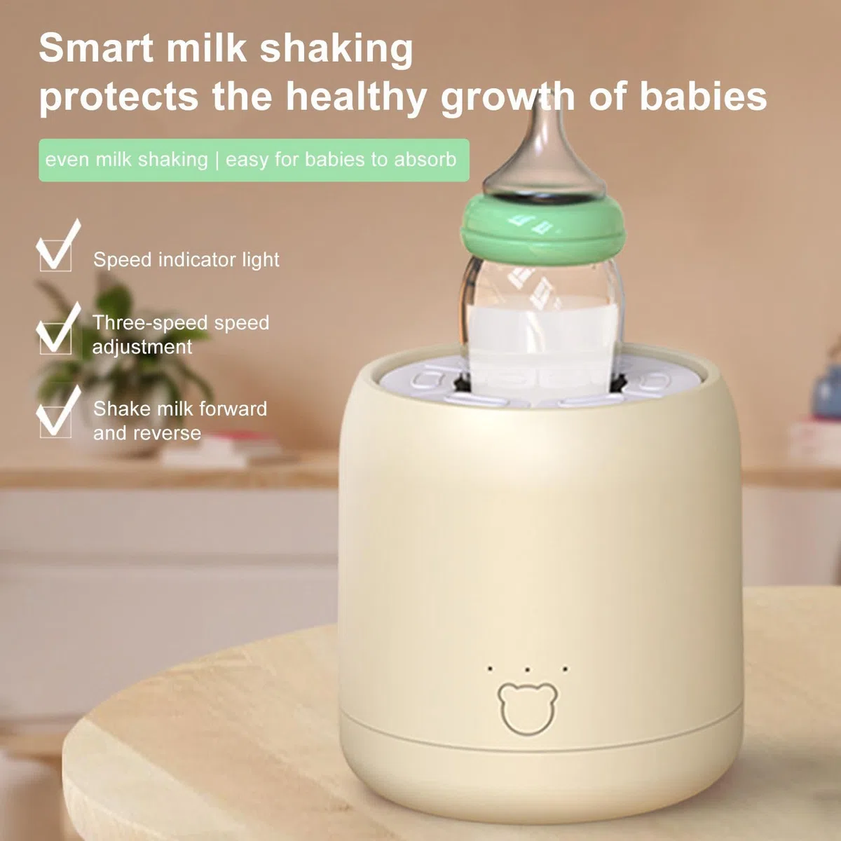 Agitador de biberones para bebé, mezclador eléctrico de fórmula de 3 velocidades, fabricante de botellas recargable por USB, agitador automático de biberones para mezclar suavemente, portátil