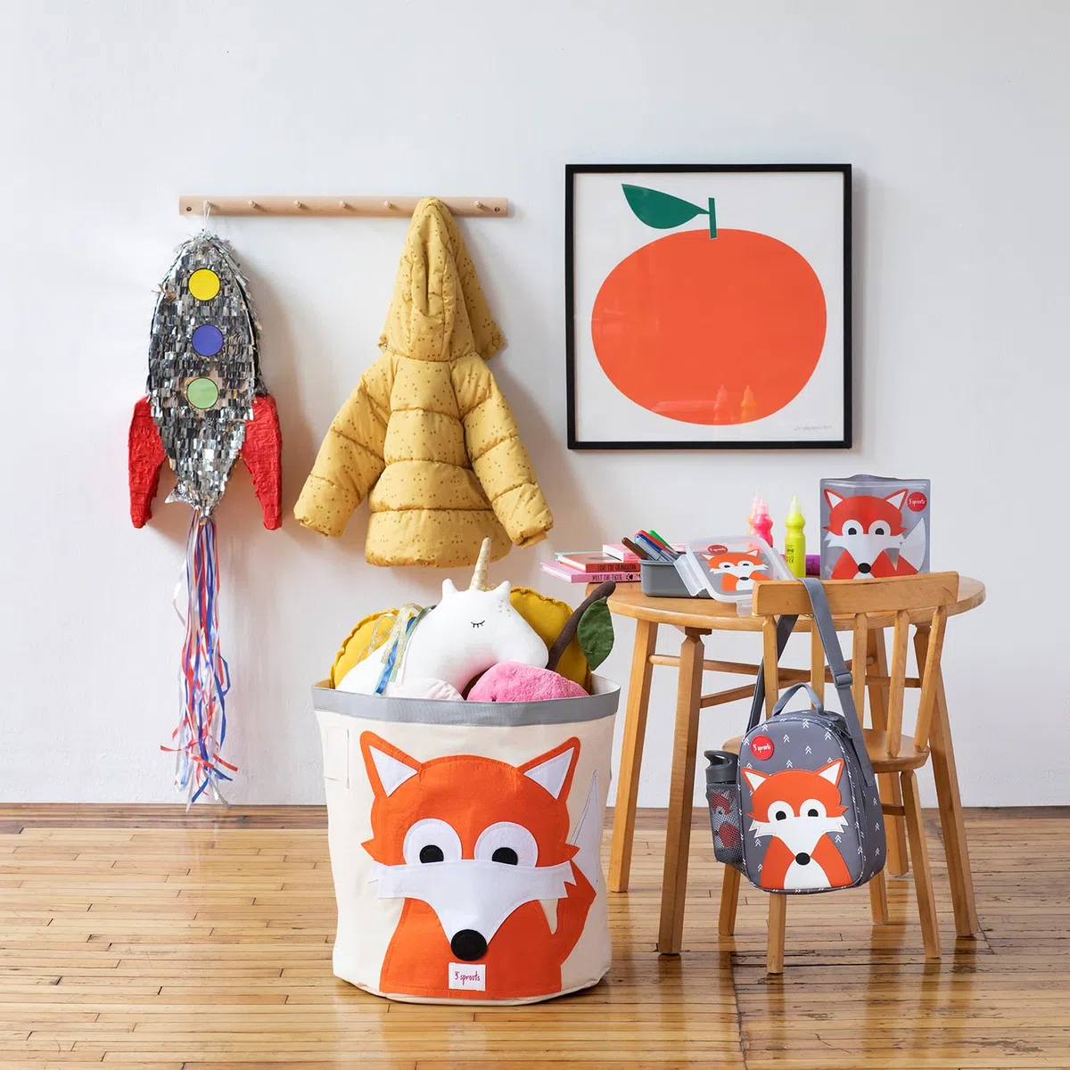 3 Sprouts Cesto Juguetes - Ideal como Cesto Ropa Sucia Bebe - Cesta para Juguetes Infantil - Cesto Ropa Sucia Infantil - Diseño Divertido y Práctico - Organización y Almacenamiento - Zorro