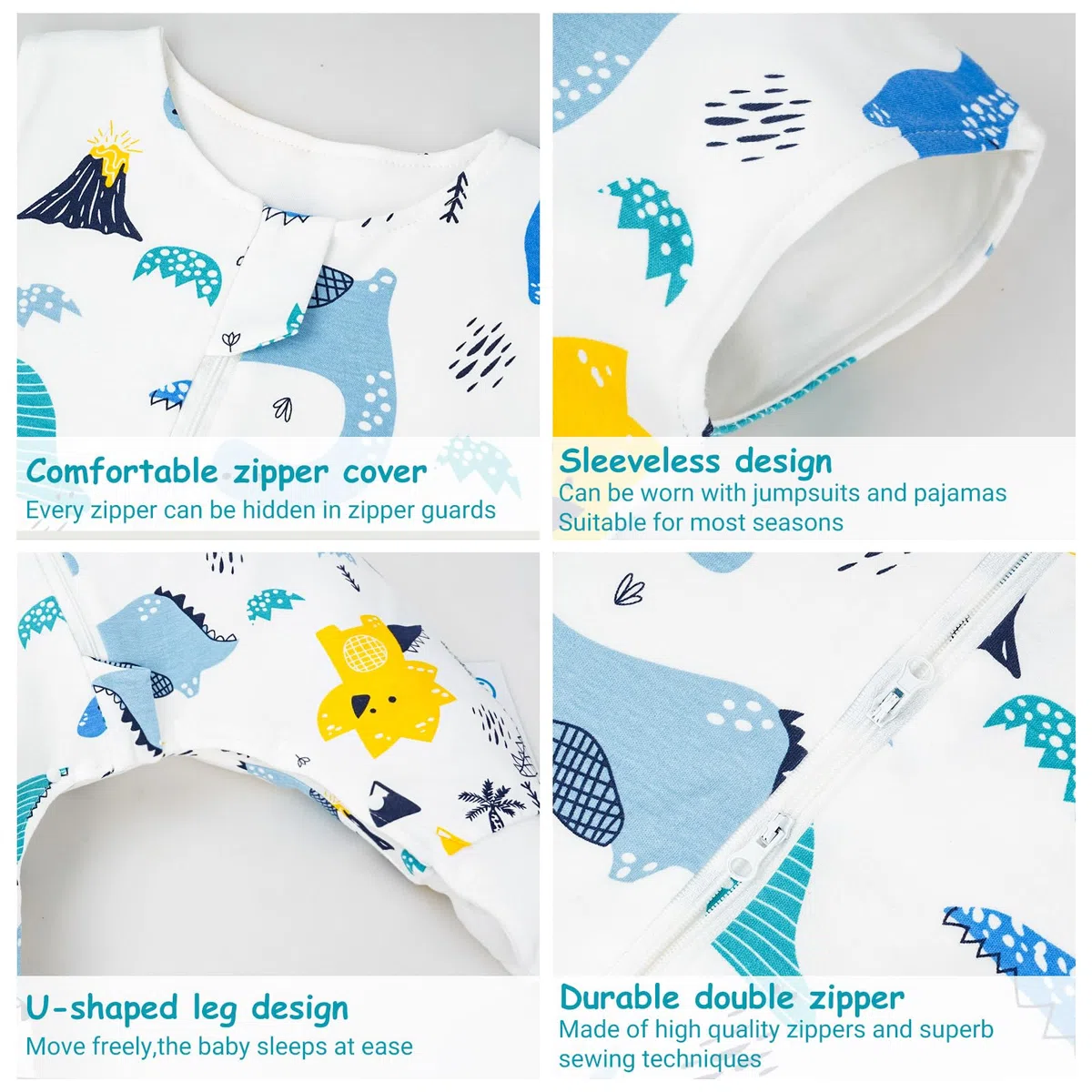 WYTbaby Saco de Dormir Bebe 1.0 Tog con Pies, Saco de Dormir Ultra Suave y Cómodo 100% Algodón, Ideal para el Sueño del Bebé, Adecuado para Bebés de 2-3 años, Talla 80-90cm