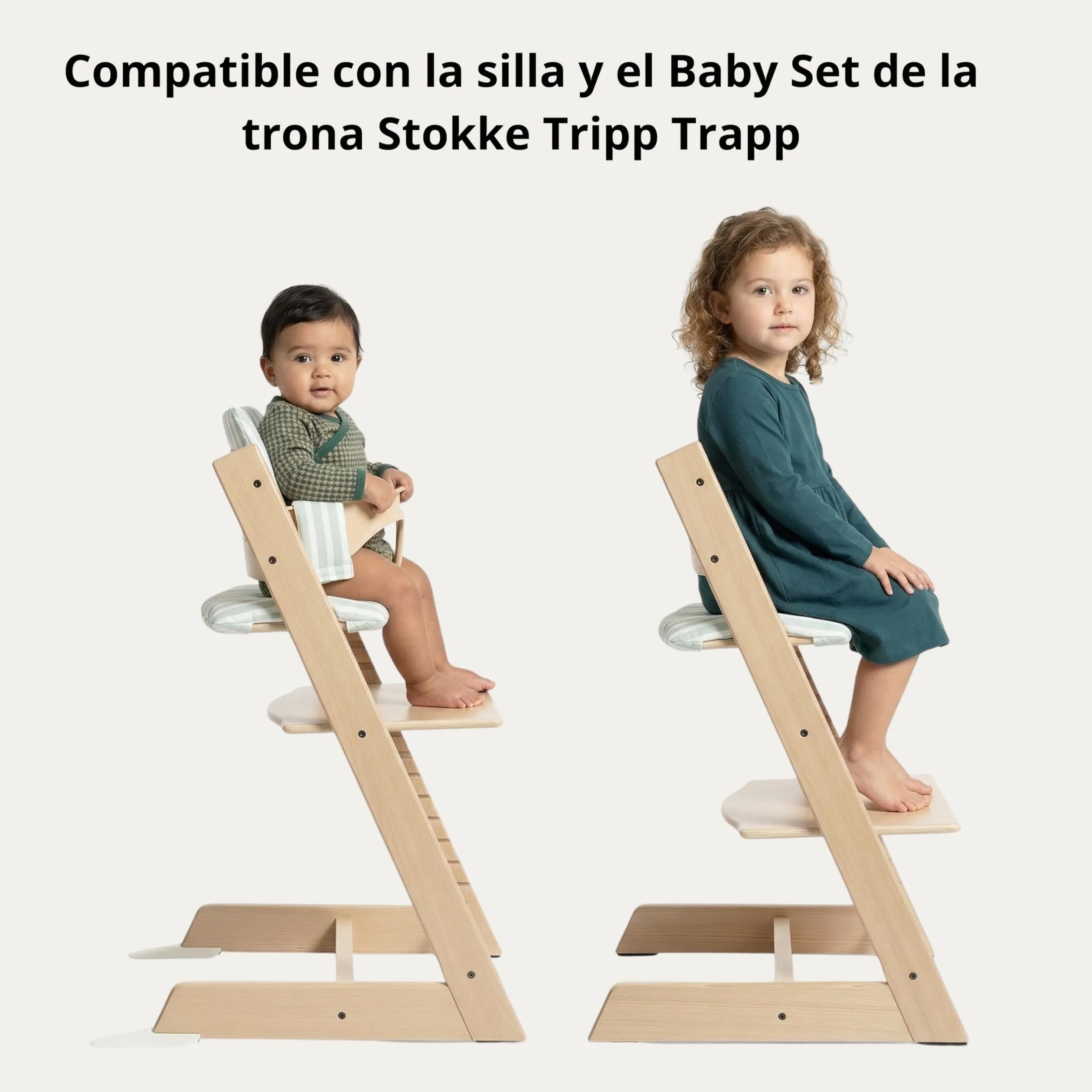 Cojin Trona Bebé Compatible con la Trona Stokke Tripp Trapp Acolchado Impermeable Lavable Funda Antideslizante (Menta)