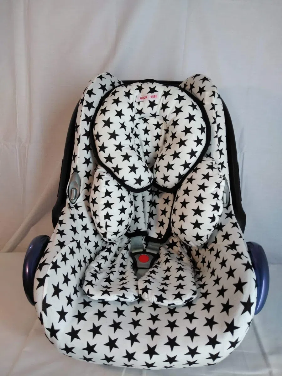 moon-bebe Reductor Universal MaxiCosi, Silla de Coche y de Paseo(blanco con estrellas negras)