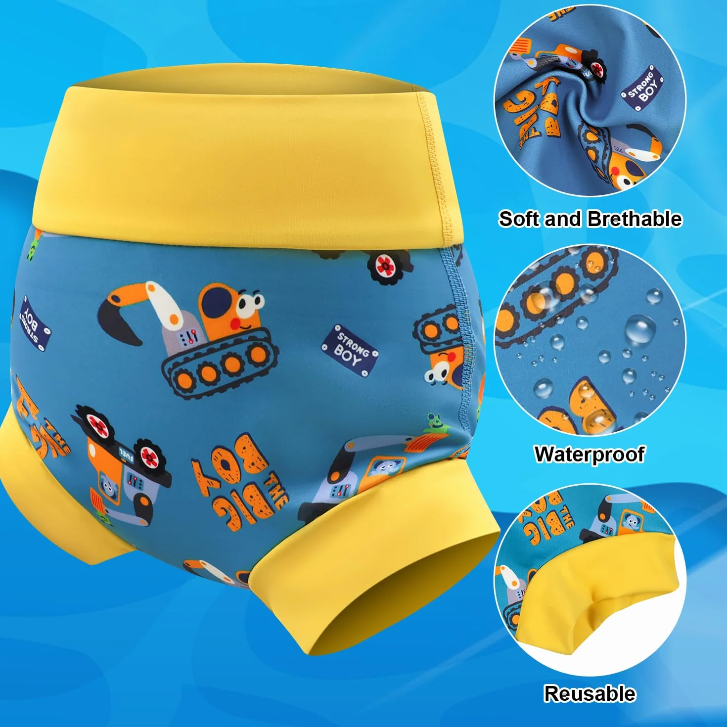 FLYISH DIRECT Pañal Bañador Reutilizable, Pañal de Natación Reutilizable, Pañales para Nadar para Bebés Reutilizables, Pañales de Agua Reutilizables para Niños y Niñas, 3-4 años, Verde