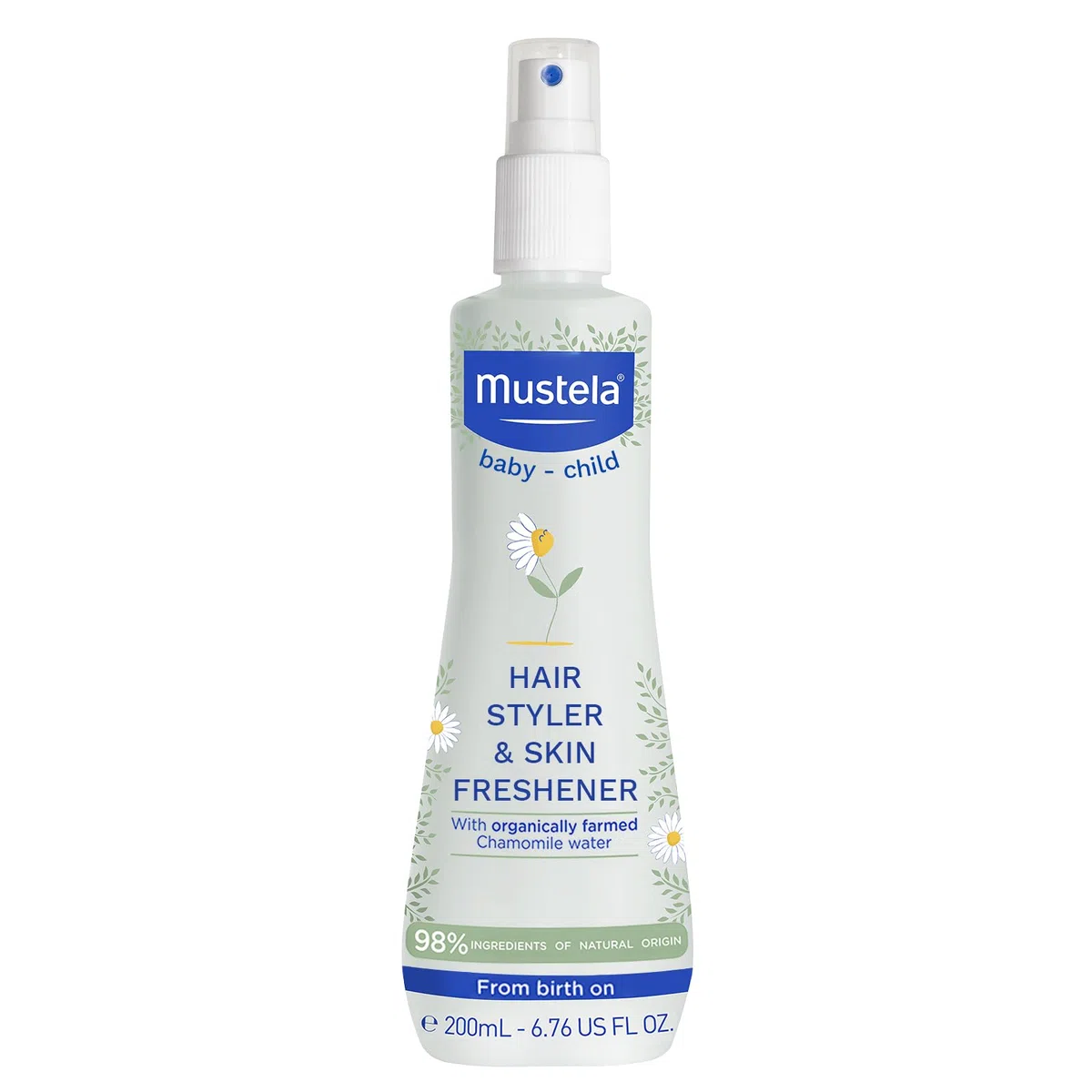 Mustela Agua Refrescante con Perséose de Aguacate BIO y Camomila, Piel y Cabello, Bebés y Toda la Familia - Perfuma la Piel, Desenreda el Cabello, 98% Ingredientes de Origen Natural (200ml)