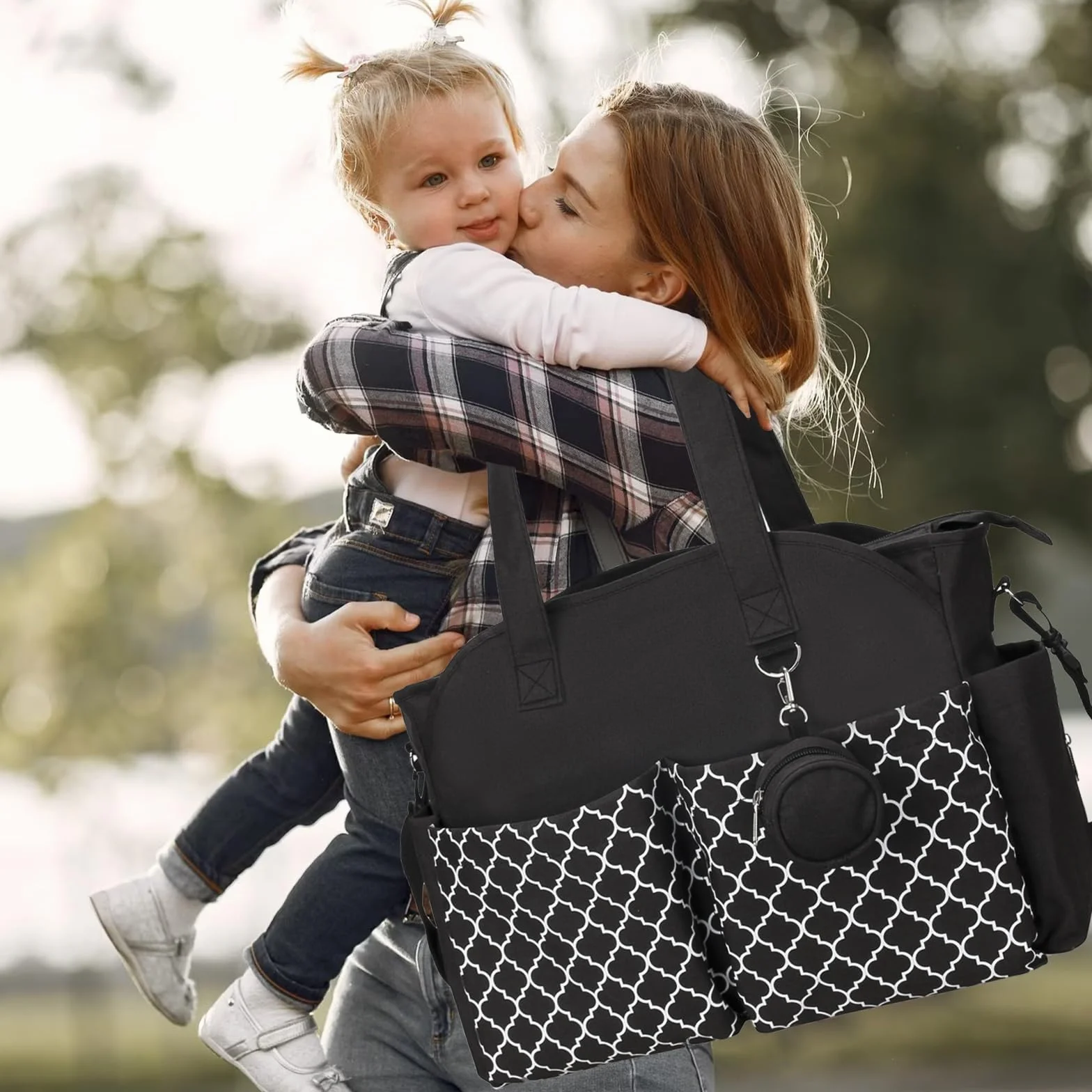 Bolso Cambiador Bebe, Pañaleras Gran Capacidad con Bolsa de Chupete para Bebés, Gran Bolso de Viaje, Bolsa Hospitalaria Multifunción para Maternidad (Negro)