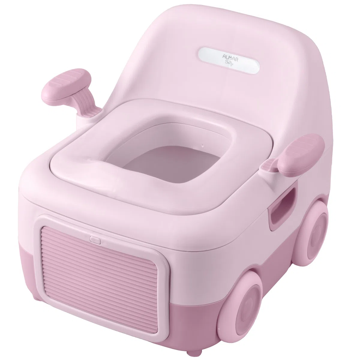 ALMAR Baby Orinal en forma de coche para niños 3 en 1 multifuncion, orinal portatil para bebes, adaptador de wc y taburete alzador aprendizaje para niños vater portatil (Rosa)