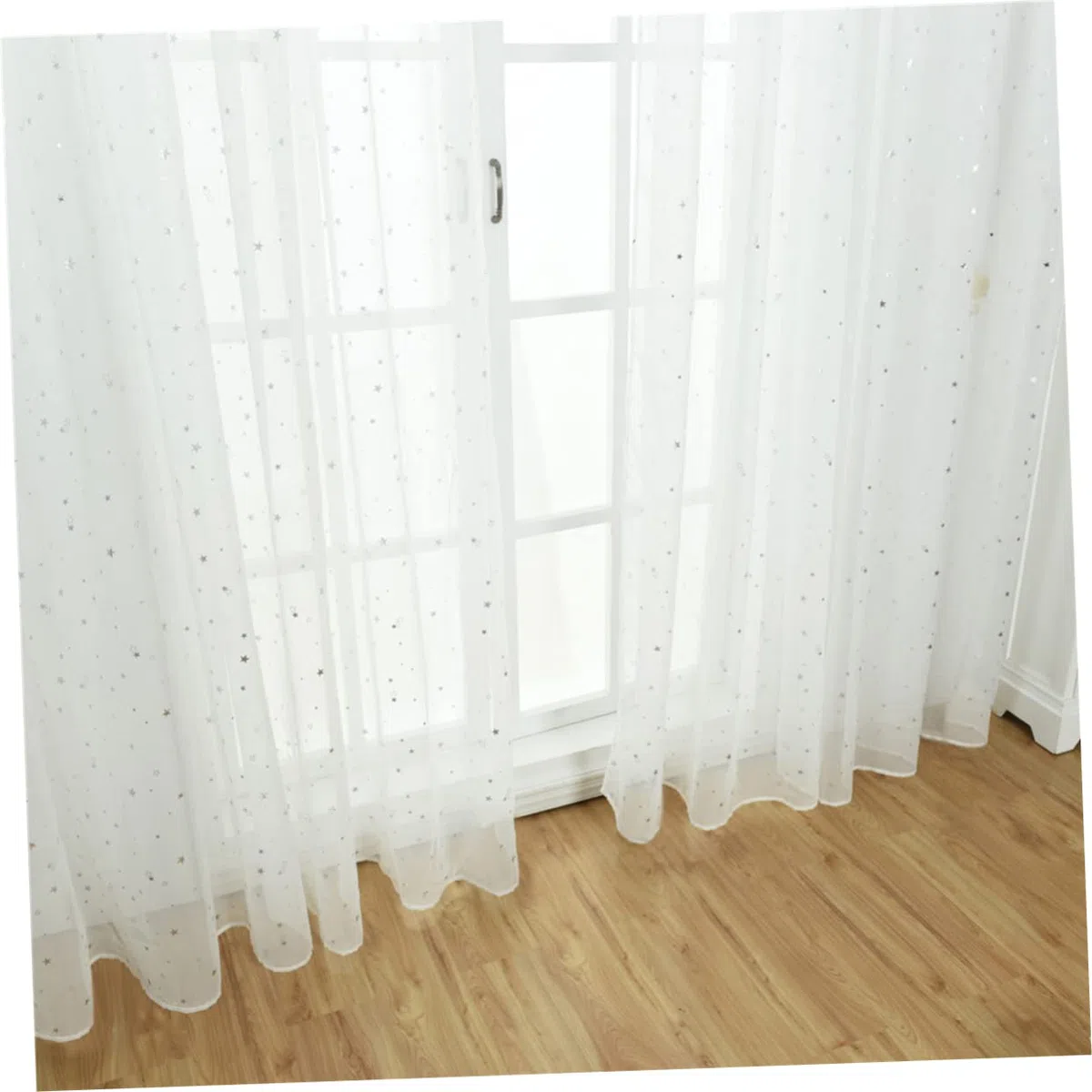 Cortinas Transparentes para Dormitorio Infantil Niña con Estrellas Plateadas Y Ojales Paneles De Gasa Fina 106.29X39.37In Luz Natural Y Privacidad para Habitaciones De Niñas