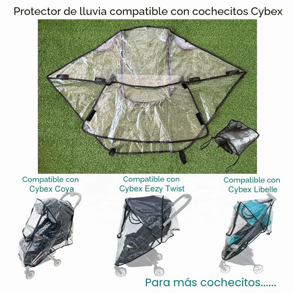Funda impermeable para cochecito compatible con Cybex (Coya, Eezy Twist, Libelle), a prueba de viento, material EVA transparente, ventana grande delantera