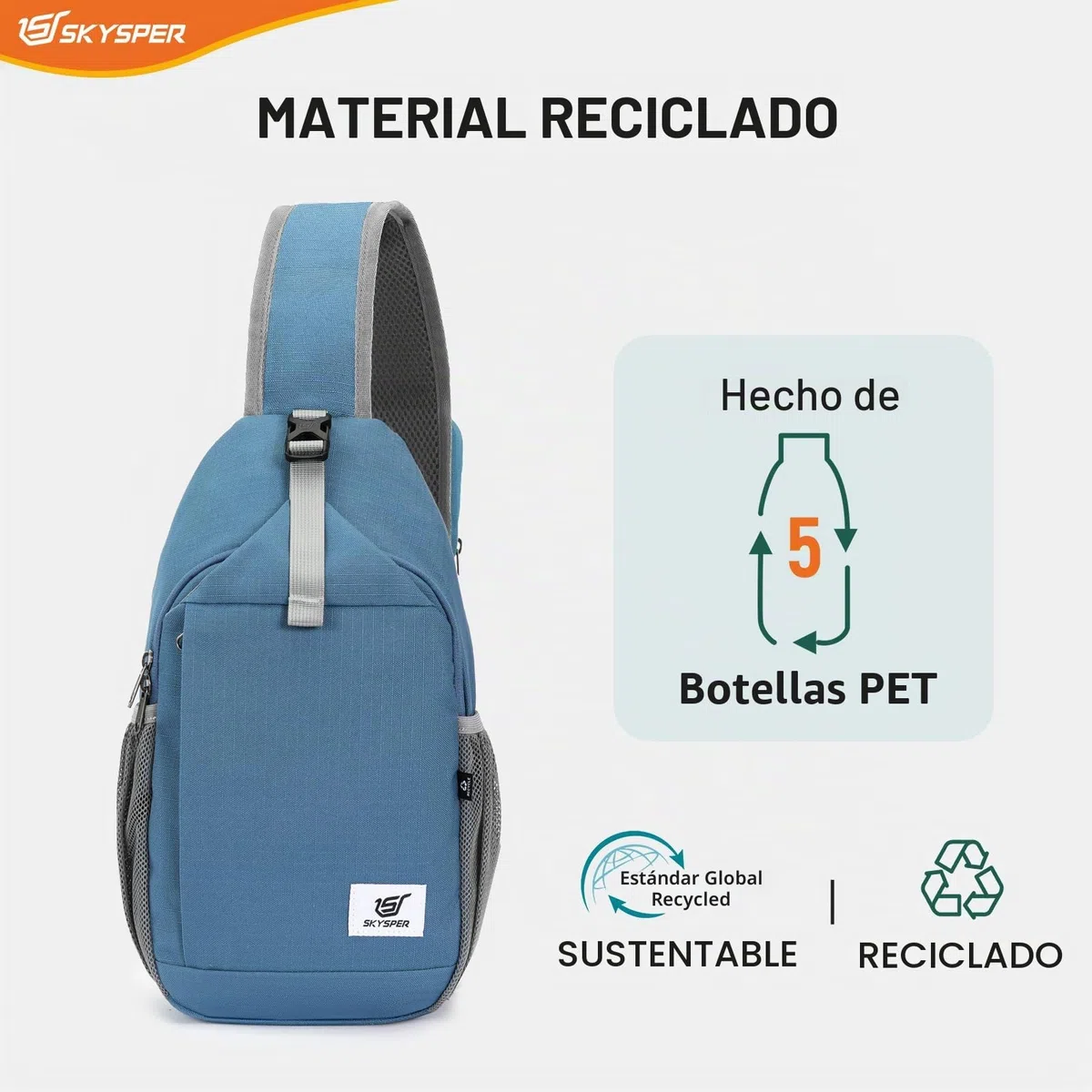SKYSPER Bolso Hombre de Pecho Bandolera Bolsos de hombro Antirrobo Crossbody Sling Bag para Hombres y Mujeres, Ideal para Viaje y Deporte