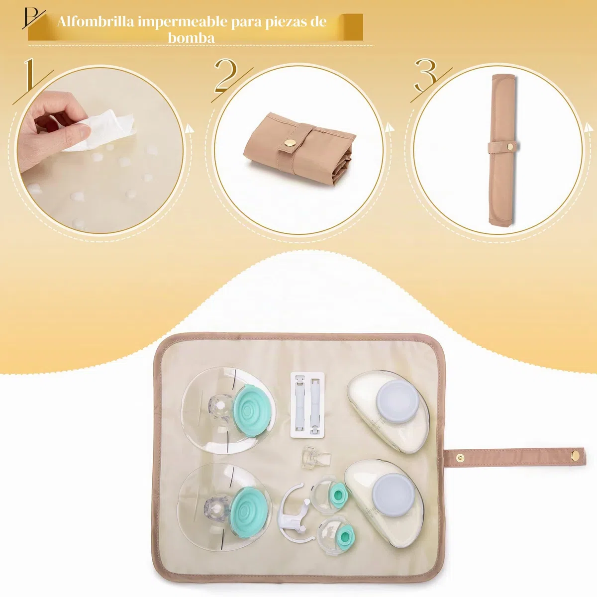 Fasrom Bolsa extractor de leche portátil compatible con sacaleches Elvie Pump in Style, funda de transporte de doble capa con esterilla impermeable y bolsillos aislantes para madres trabajadoras Negra