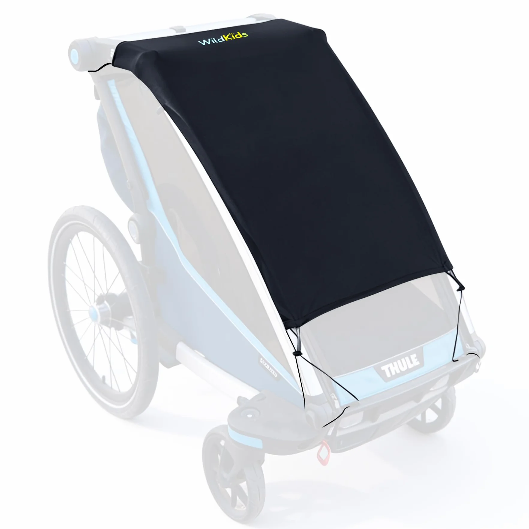 Wildkids Parasol para remolque de bicicleta (remolque individual para niños), protección solar UPF50+, con cordón ajustable, compatible con Thule, Kesser, Hauck y otras marcas