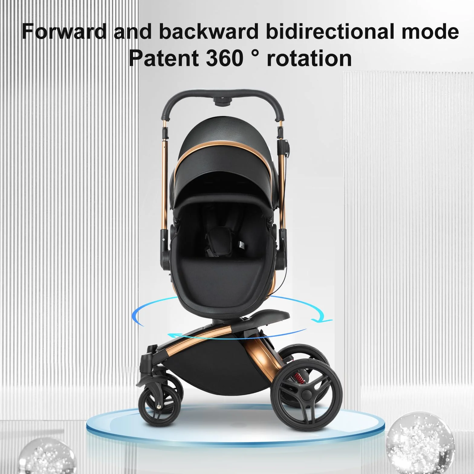 3 en 1 Sistema de Viaje Para Bebé 3 en 1 Cochecito de Paisaje Alto Carrito con Capazo Silla de Paseo Cochecito de Bebé Reclinable Cochecito Estándar Plegable de Recién Nacido (906 Black)