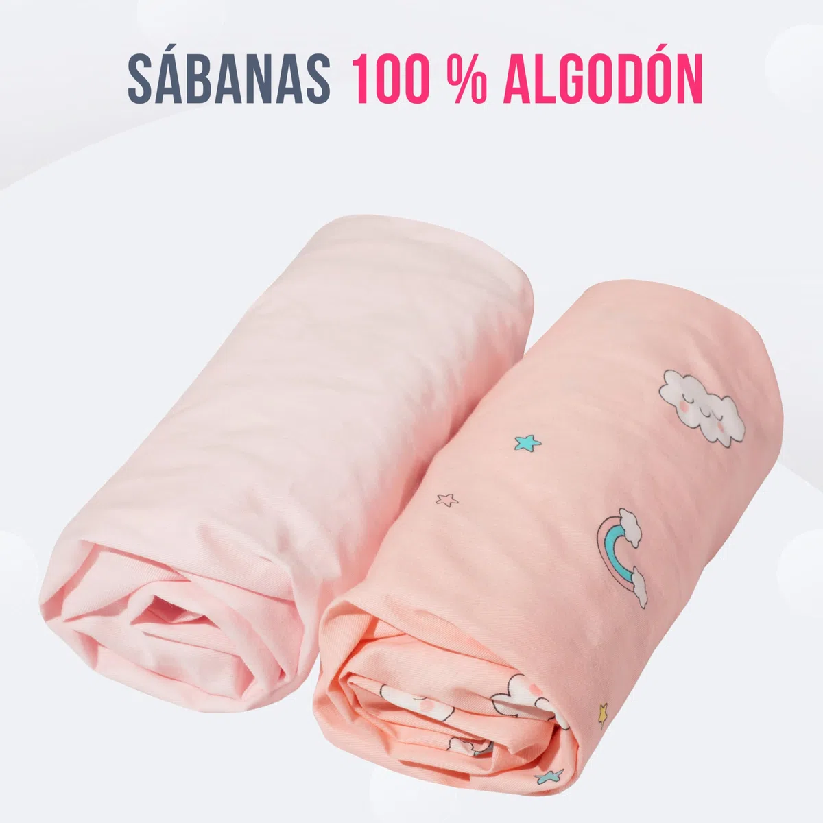 GOYSILA Sabanas Next2Me Chicco 2Piezas 100% Algodon + 1 Protector Colchón Certificado Oeko-Tex 50x83cm 2 Bajera Compatible Cuna Lullago Kinderkraft UNO Jane Babyside (Nubes)